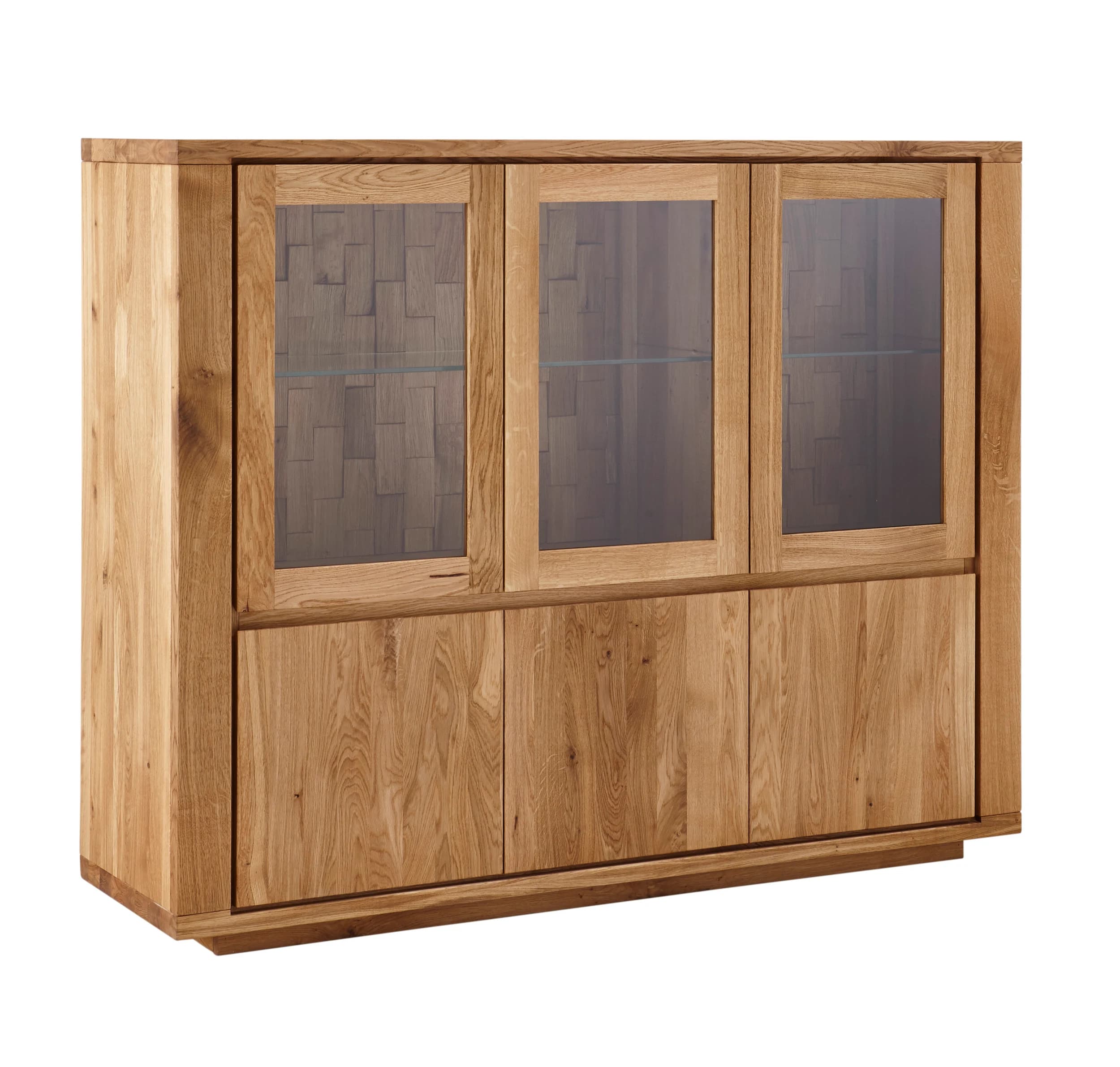 Highboard Bakersfield - Rückwand mit Holzschindeln, Asteiche massiv, geölt