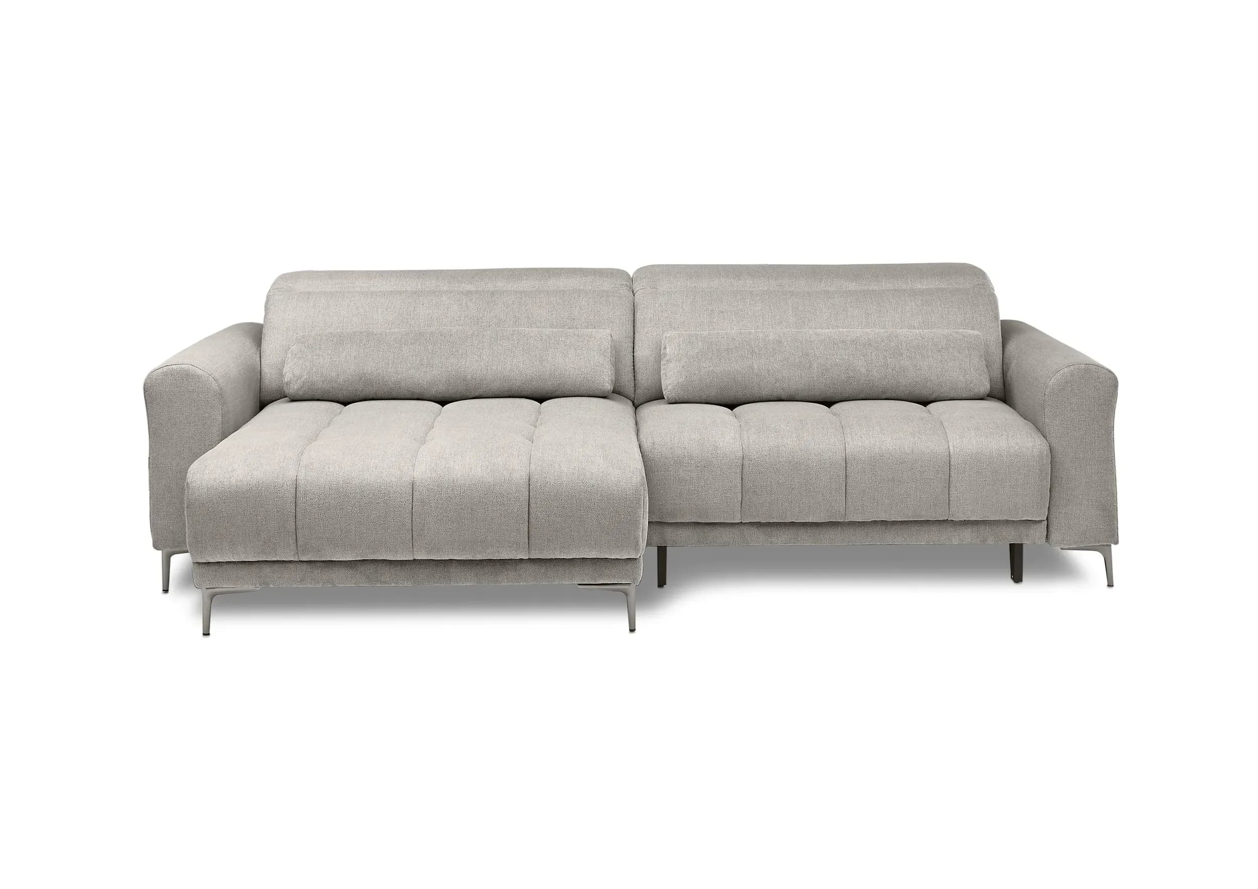 Ecksofa MINAO - 1,5-Sitzer mit Longchair rechts, Sitztiefe verstellbar motorisch, Kopfteil verstellbar, Stoff, Truffle