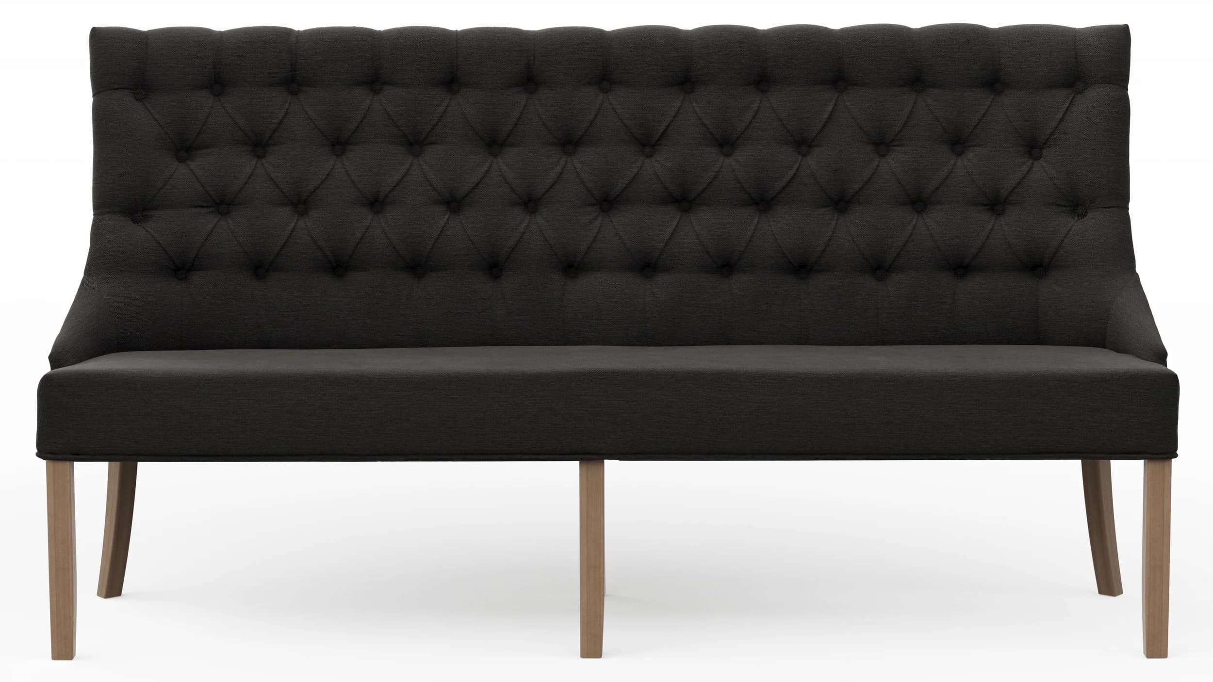 Polsterbank Litchfield - B. ca. 200cm, Stoff, Schwarzgrau