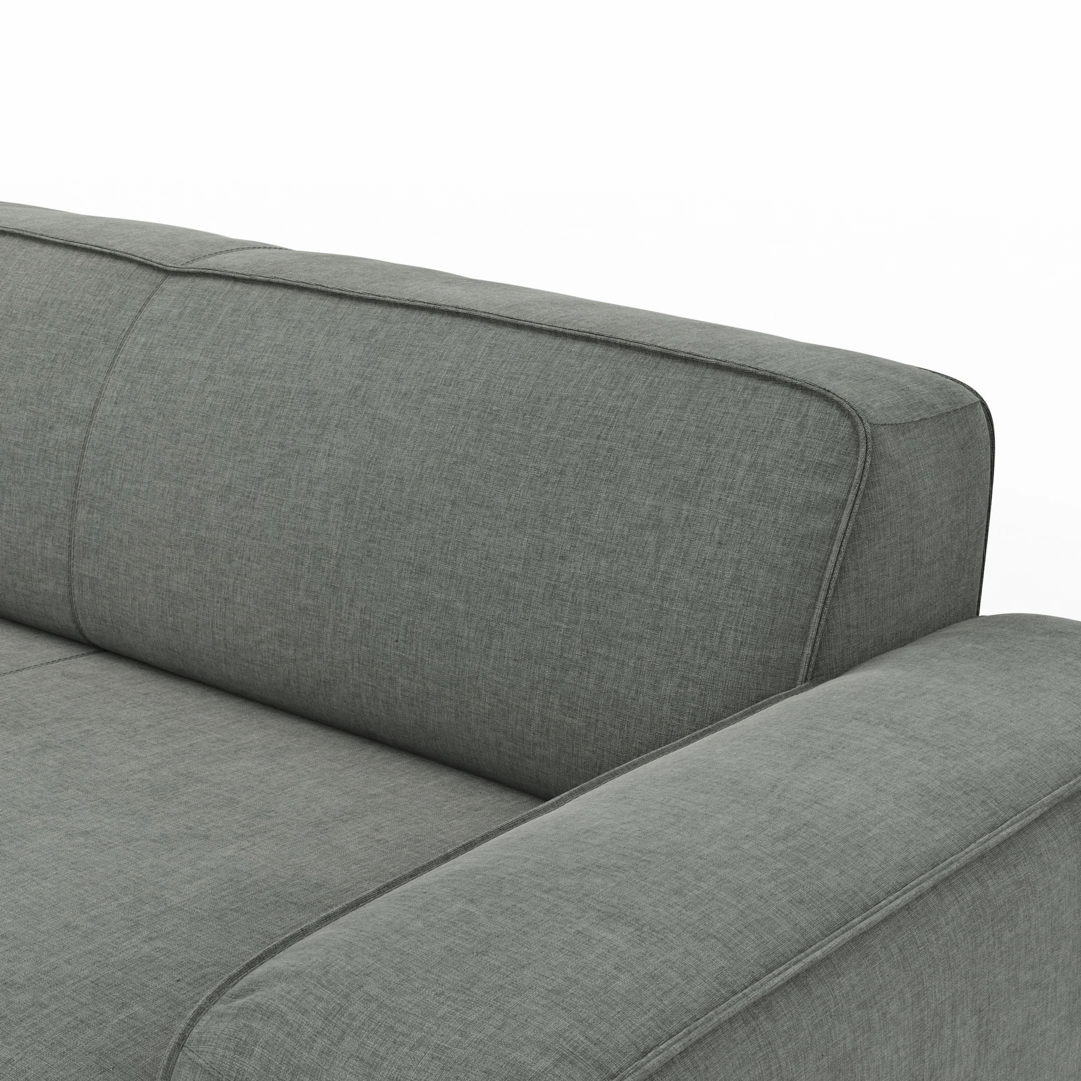 Ecksofa Denver - Longchair links mit 2-Sitzer, Stoff, Grau