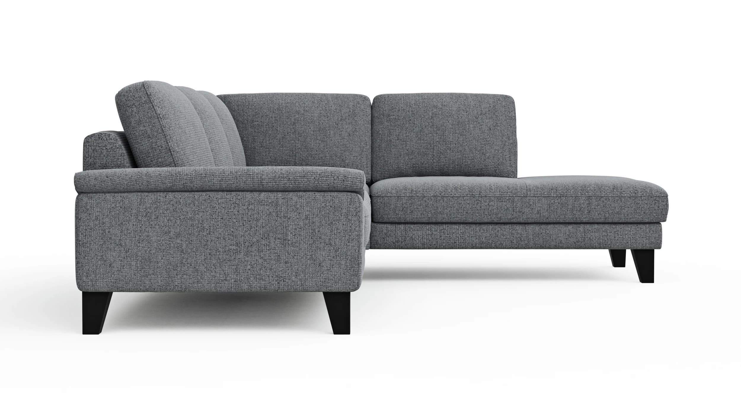 Ecksofa Oviedo - 2,5-Sitzer mit Ecke rechts inkl. Drehsitz, Stoff, Grau