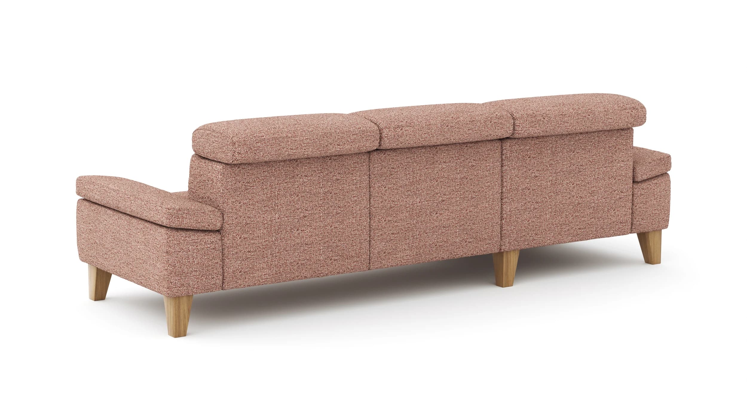 Ecksofa Hudson - Longchair links mit 2,5-Sitzer, inkl. Kopfteil verstellbar, Stoff, Kupfer