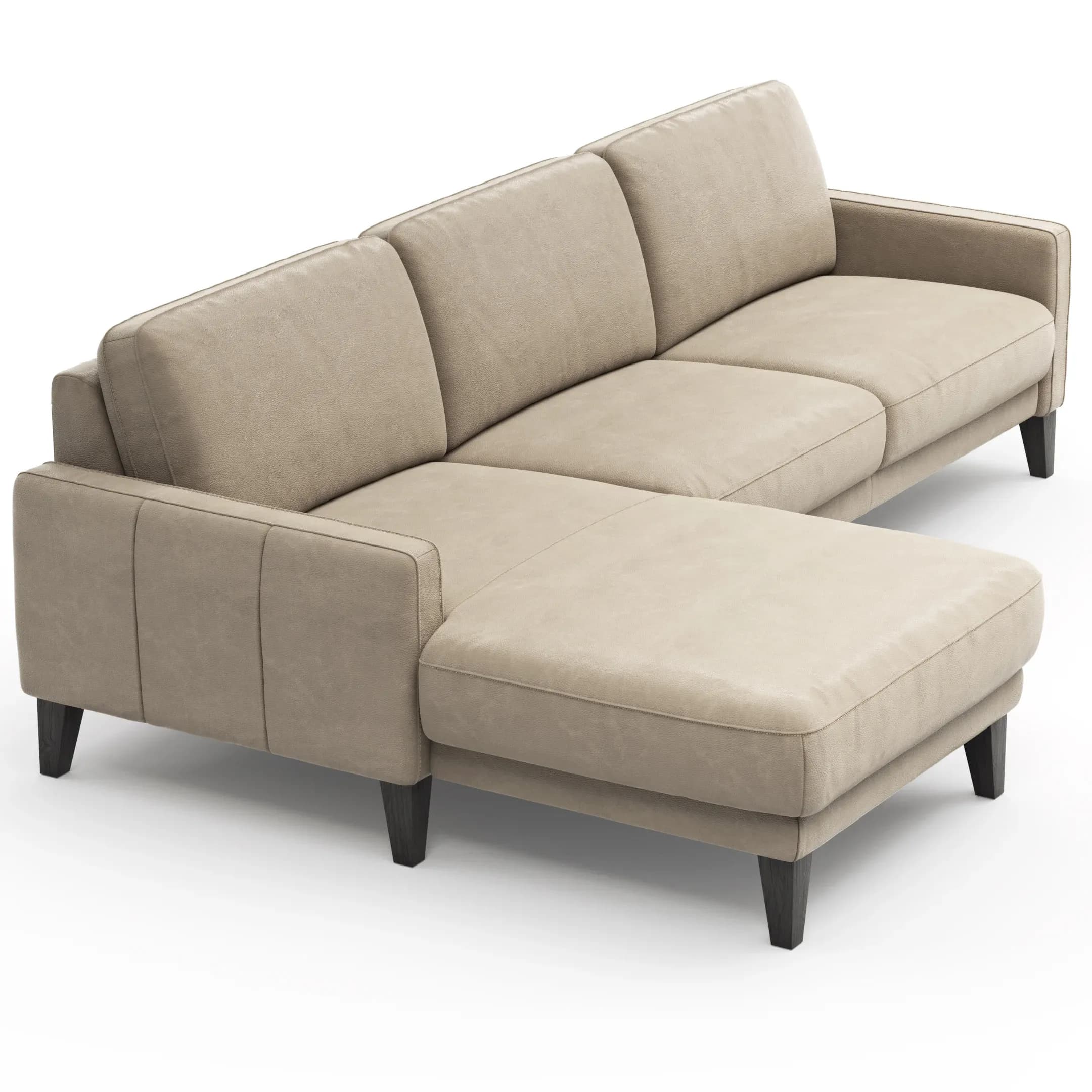 Ecksofa Matero - Longchair mit 2,5-Sitzer rechts, Leder, Taupe