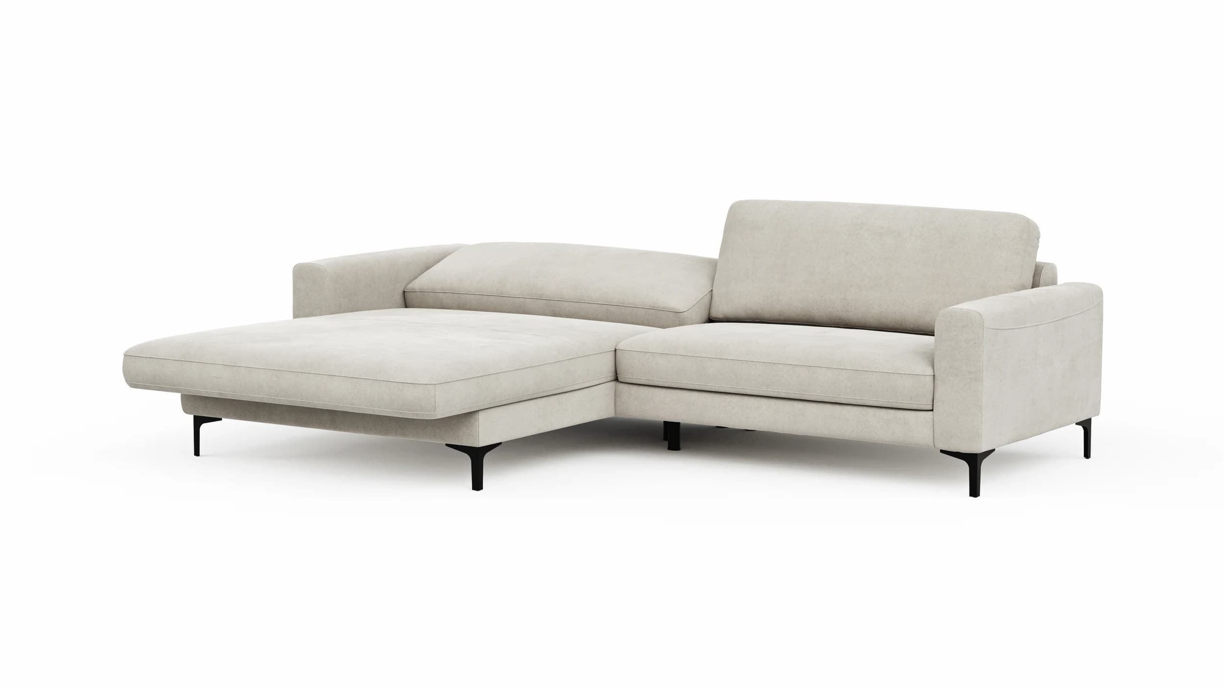 Ecksofa Oviedo - Longchair links mit 1,5-Sitzer inkl. Relaxfunktion (motorisch), Stoff, Natur
