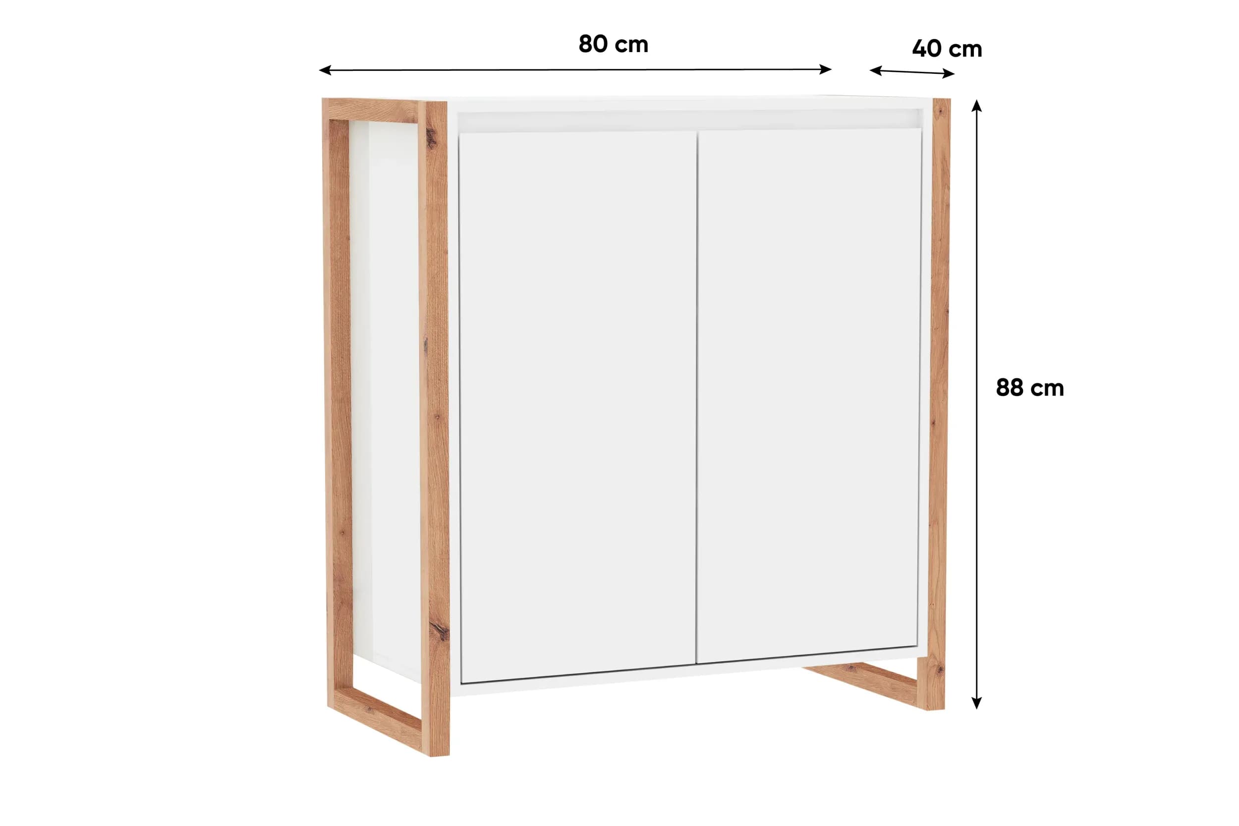 Kommode - B ca. 80 cm, Weiß, Artisan Eiche Nachbildung