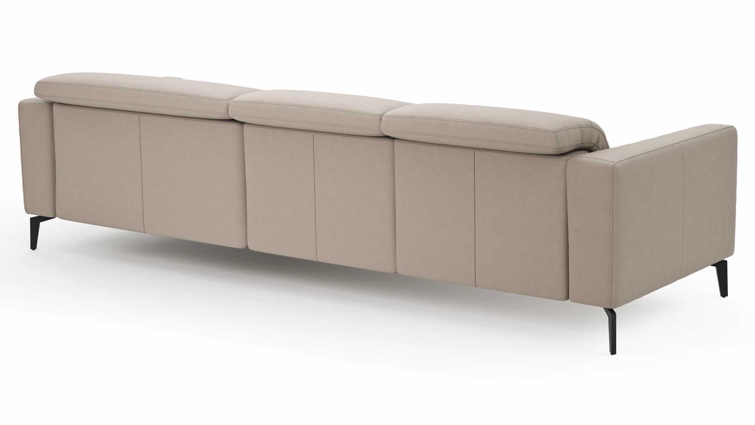 Ecksofa Rafaela 2.0 - 2,5-Sitzer mit Longchair rechts inkl. Sitzvorzug, Kopteilverstellung motorisch und Relaxfunktion motorisch im Longchair, Leder, Champagner