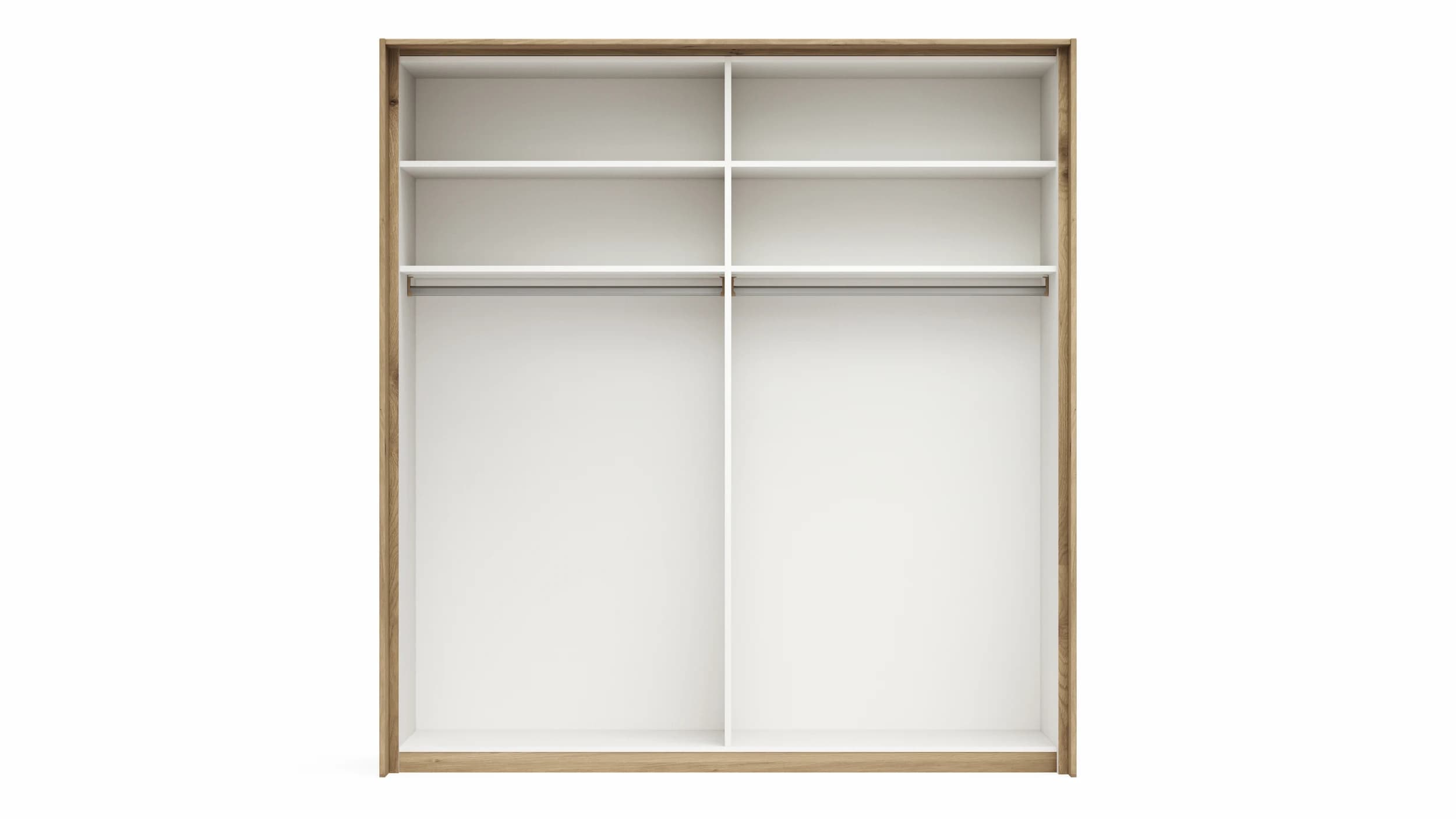 Schwebetürenschrank Viana - B ca. 188 cm, Furnier, Balkeneiche, Hellgrau
