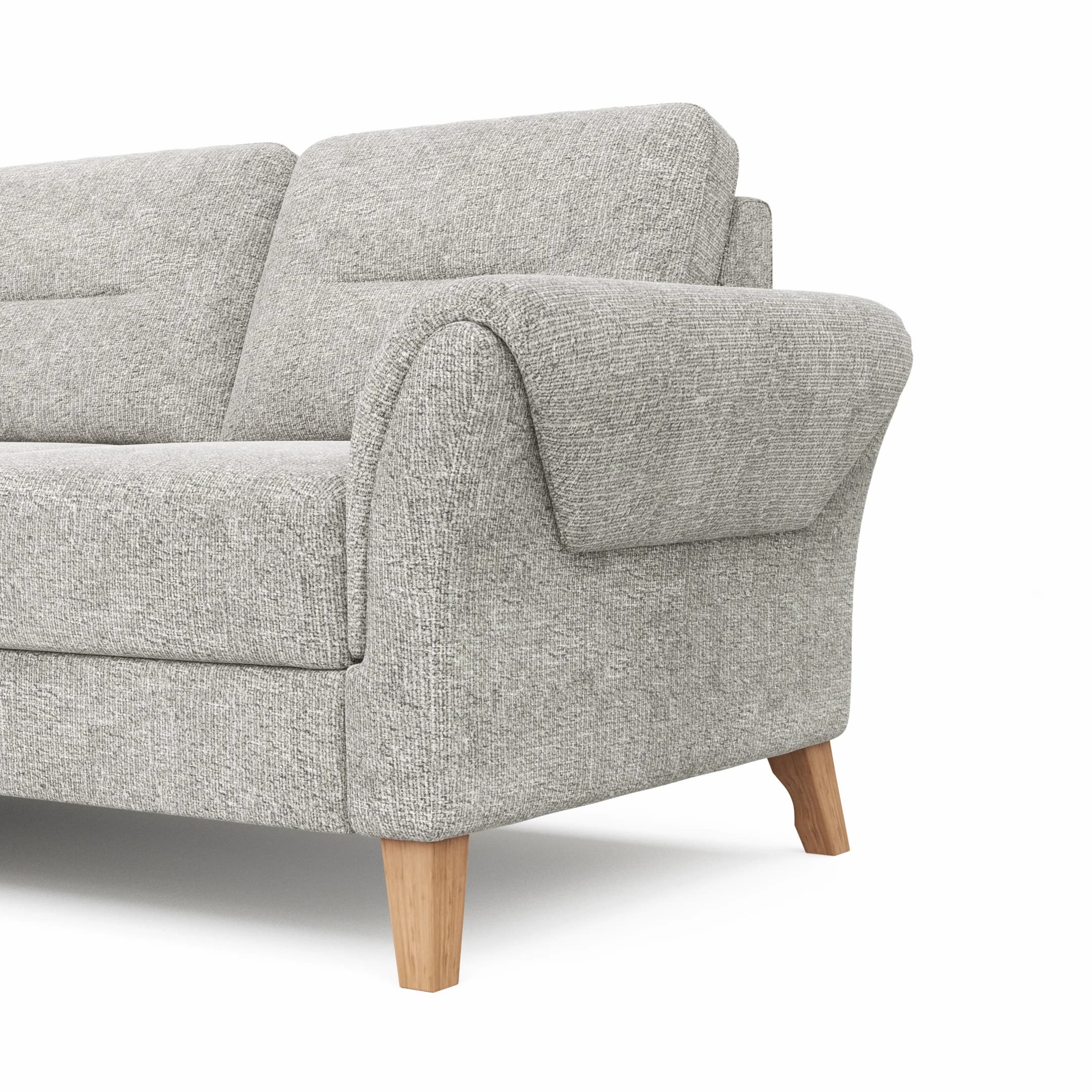 Ecksofa Almyra - Ottomane links mit 2,5-Sitzer, Stoff, Silbergrau