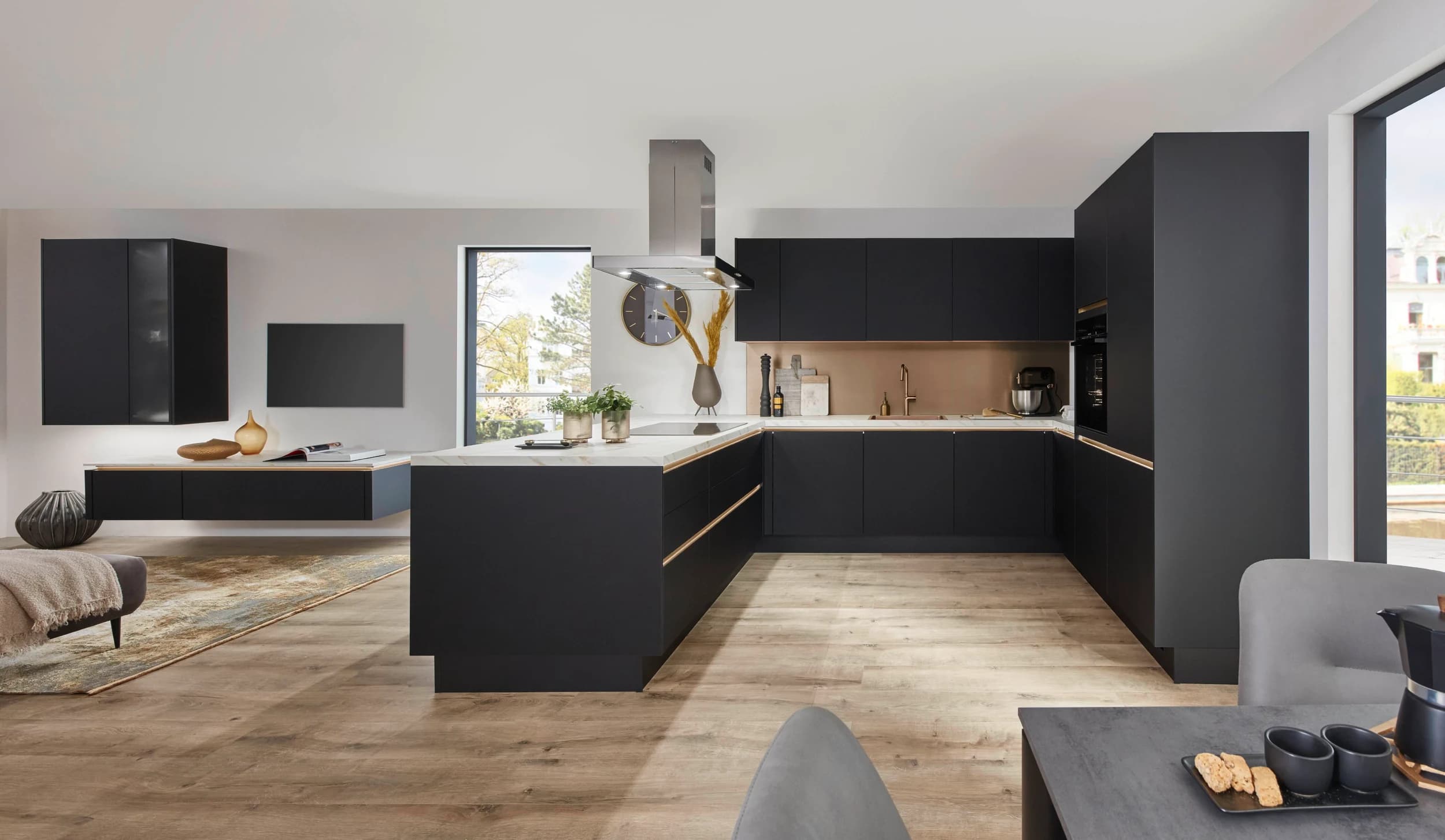 L-Küche 33.170 2 325, schwarz premium matt