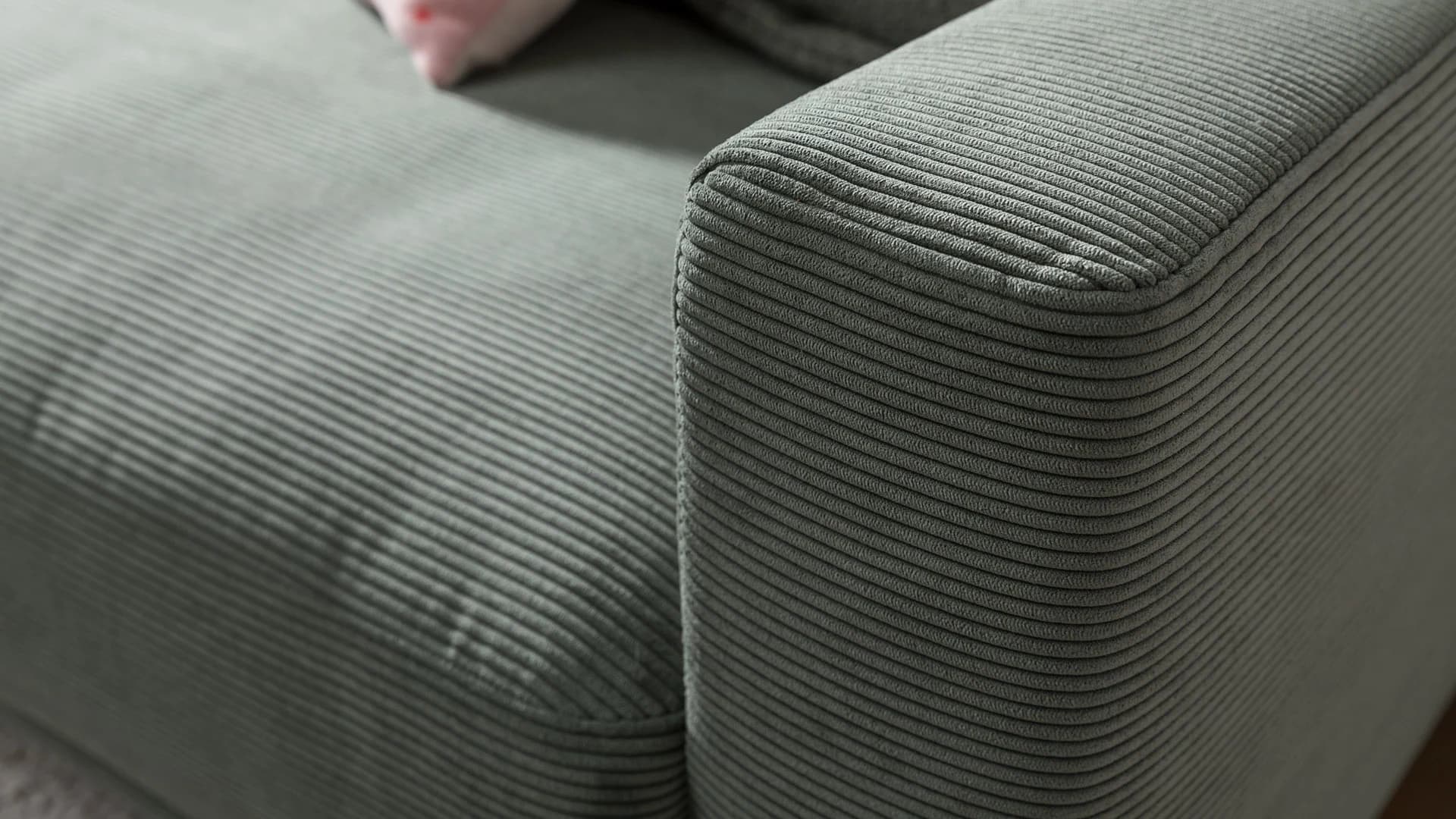 Ecksofa Solero 2.0 - Longchair groß mit 1,5-Sitzer rechts, Stoff, Olivgrün