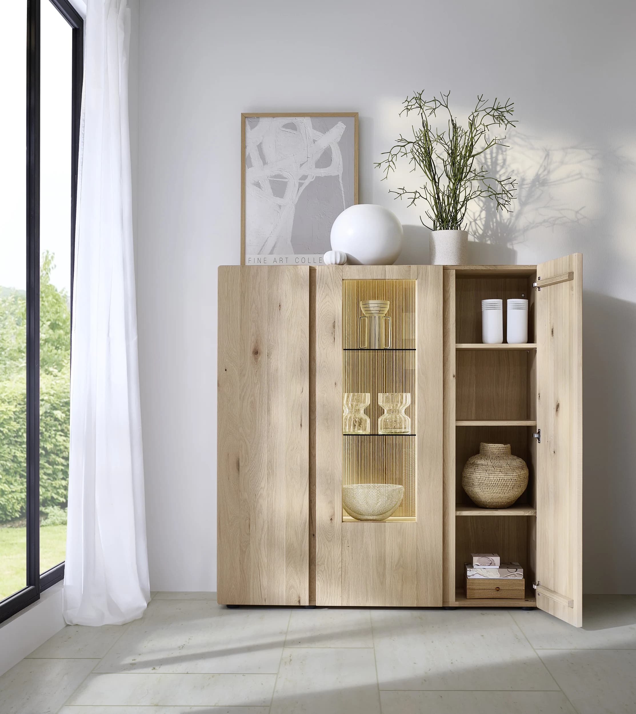 Highboard - Kerneiche massiv, Natur