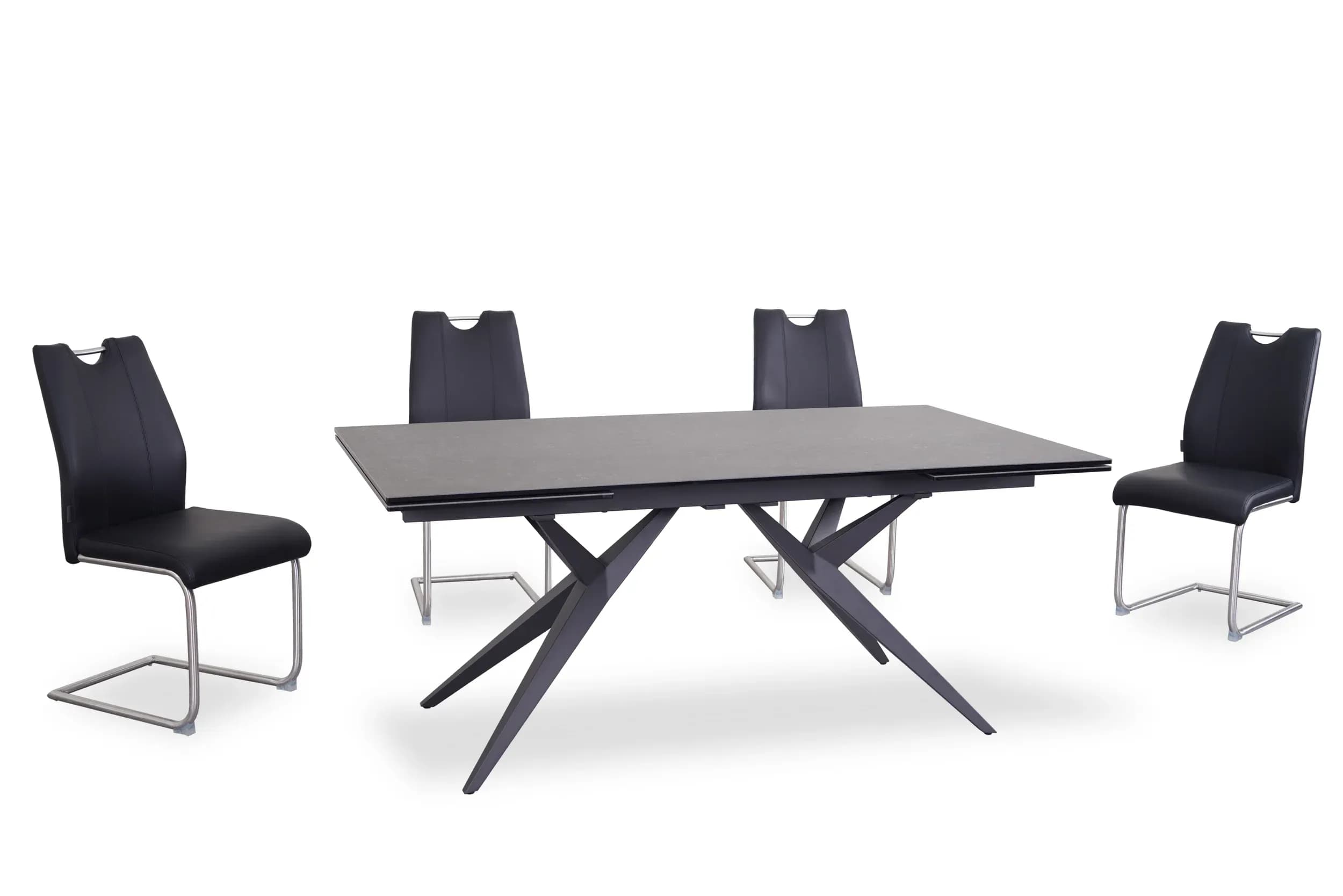 Esstisch MICHELA - ausziehbar, LB ca. 180x95 cm, Glaskeramik, Dunkelgrau