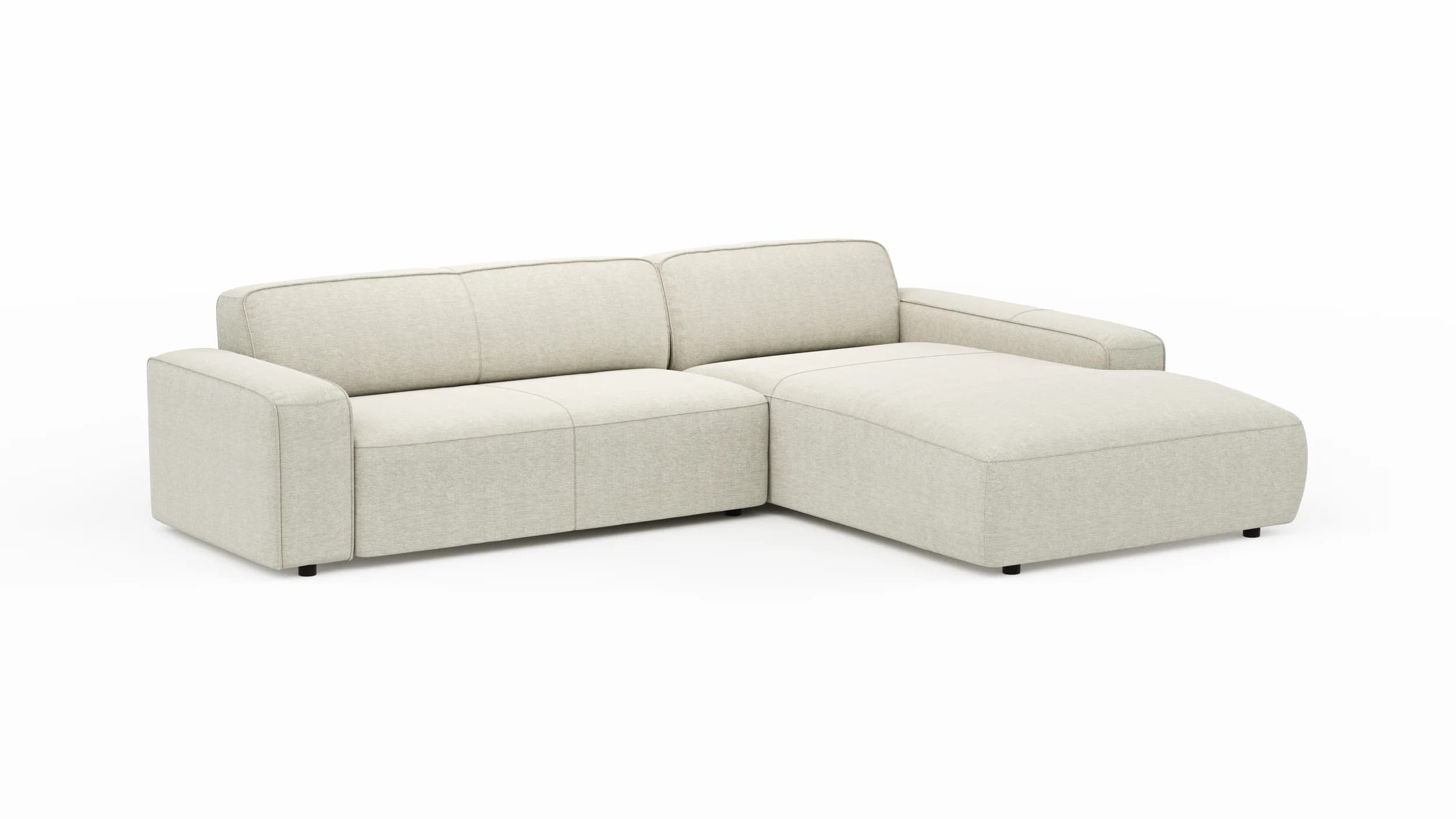 Ecksofa Denver - 2,5-Sitzer mit Longchair rechts, Stoff, Natur