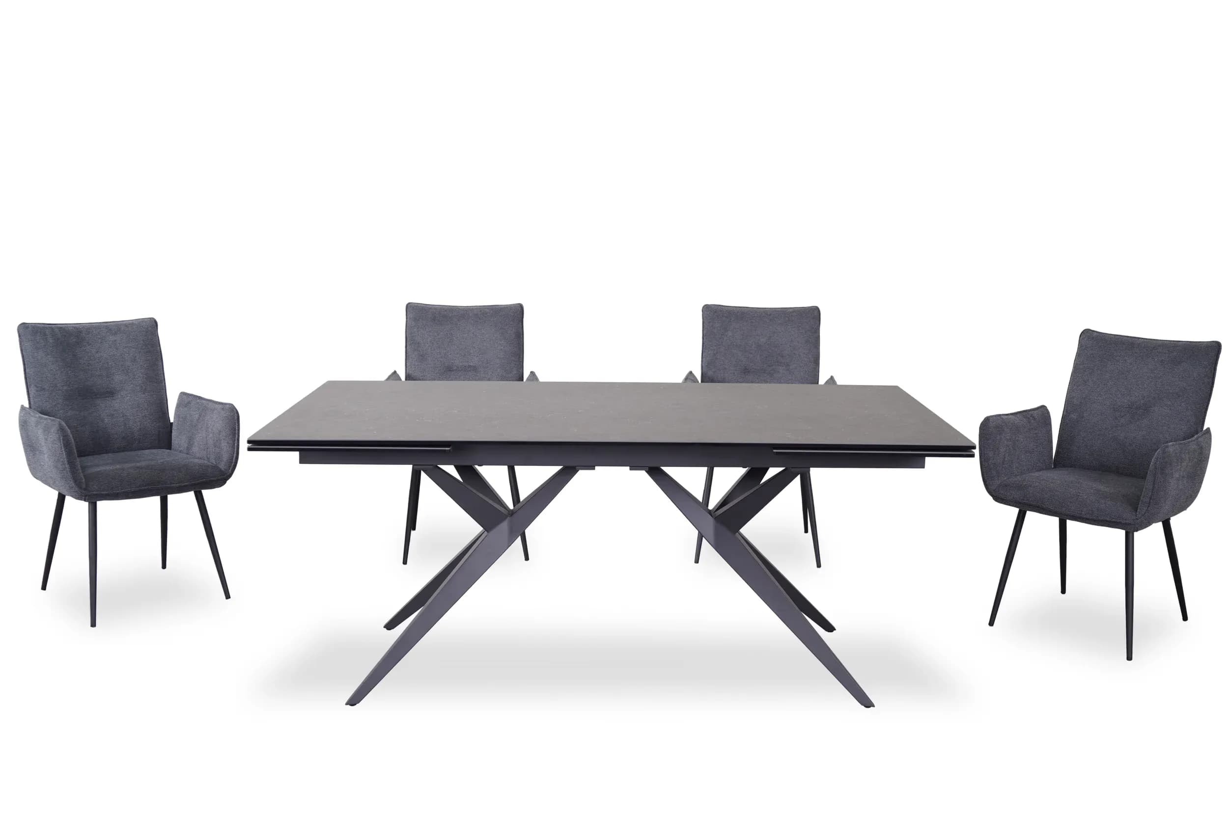 Esstisch MICHELA - ausziehbar, LB ca. 180x95 cm, Glaskeramik, Dunkelgrau