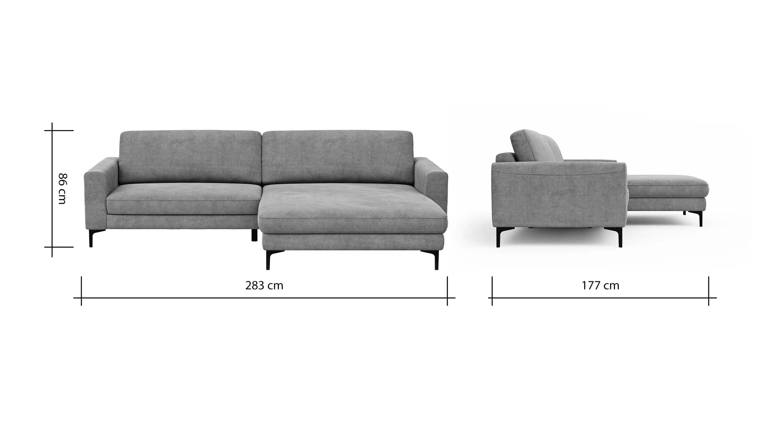 Ecksofa Oviedo - 1,5-Sitzer mit Longchair rechts, Stoff, Braungrün