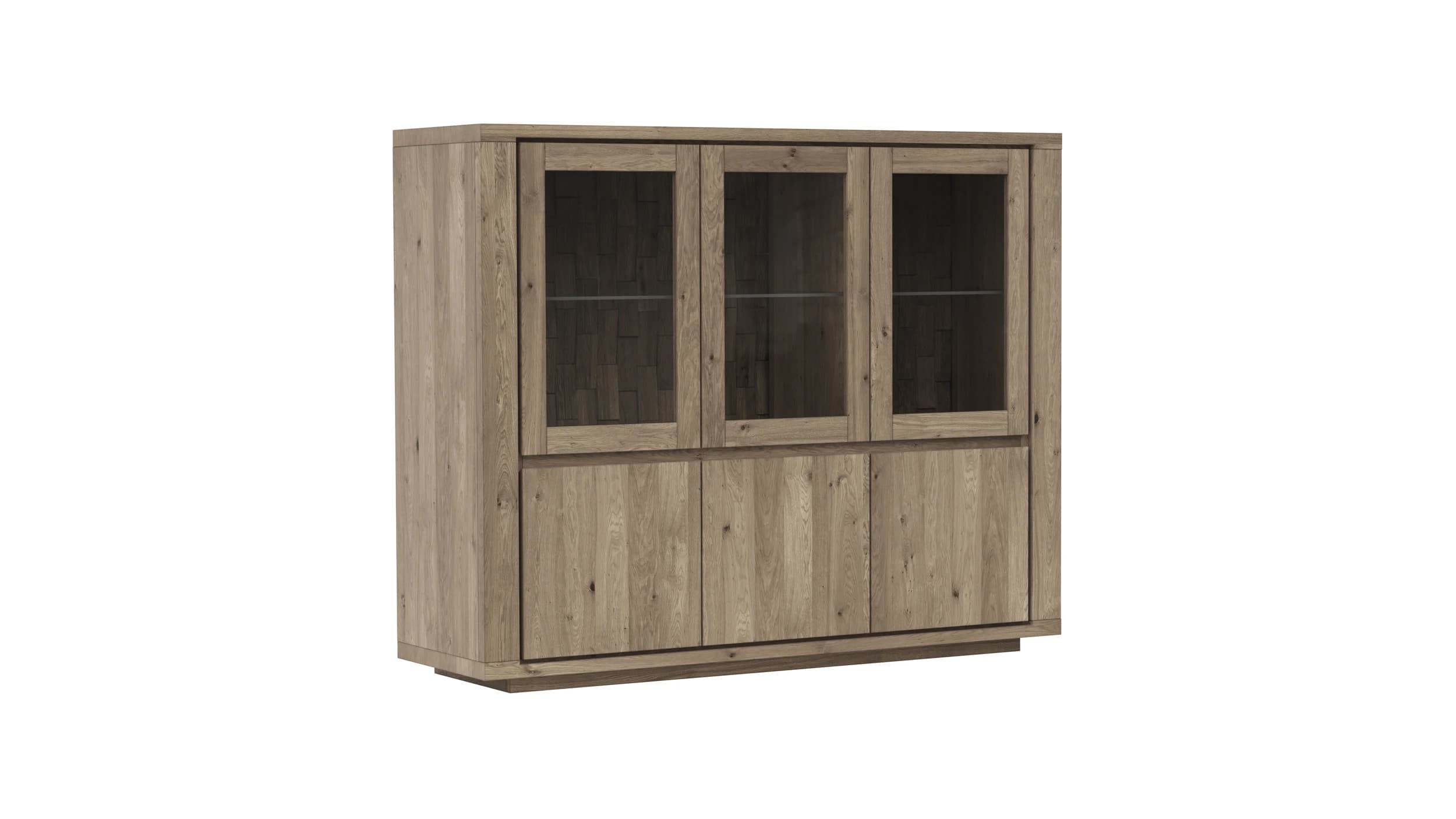 Highboard Bakersfield - Rückwand mit Holzschindeln, Asteiche, Barrrique