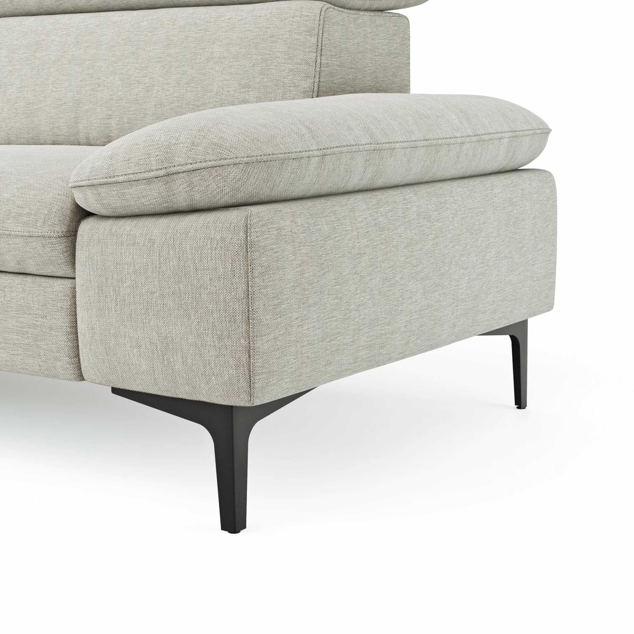 Ecksofa Felipa - Ecke links mit 2,5-Sitzer inkl. Kopfteil verstellbar, Stoff, Natur
