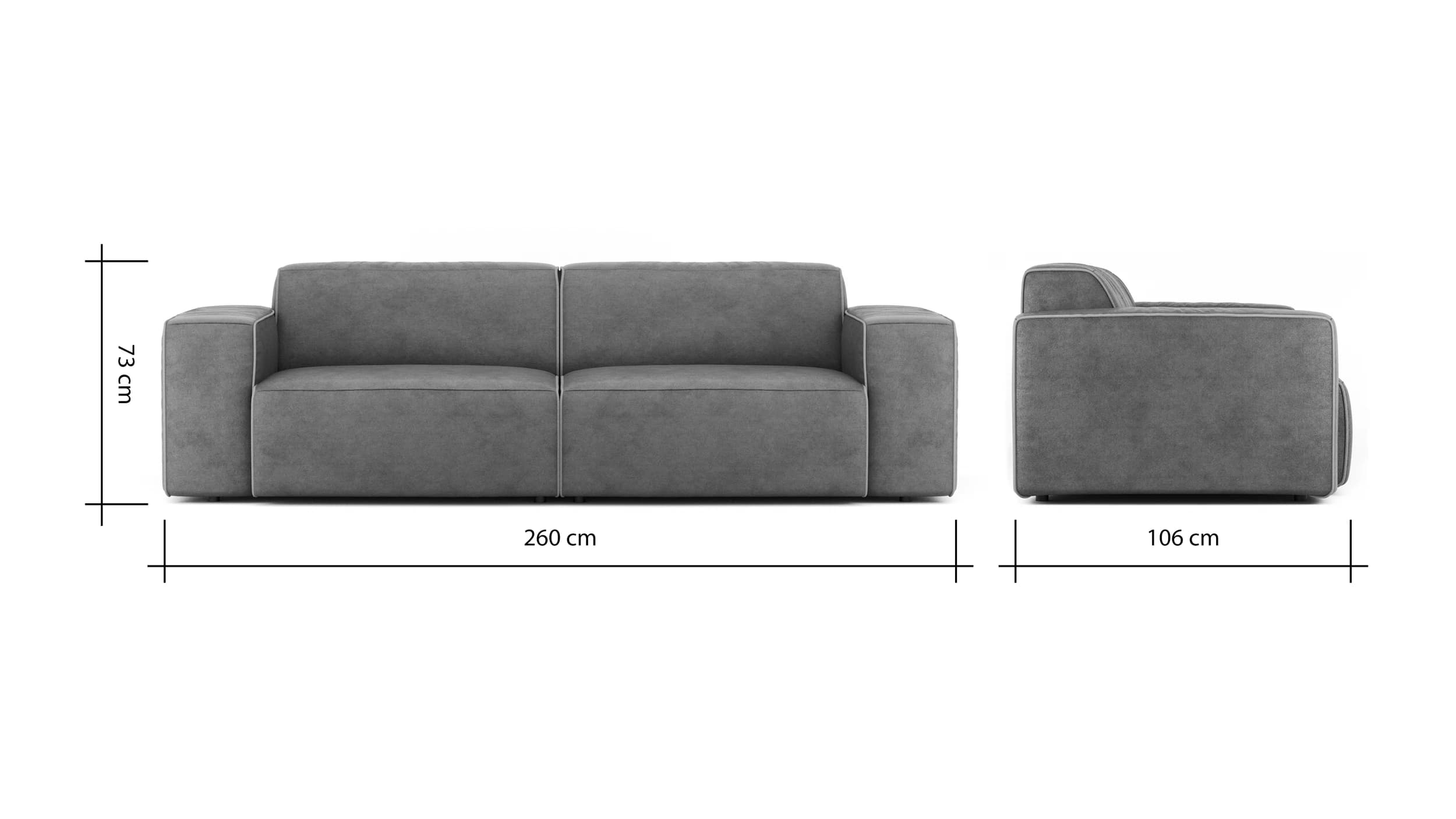 Sofa Elementos - 3-Sitzer, Stoff, Grau