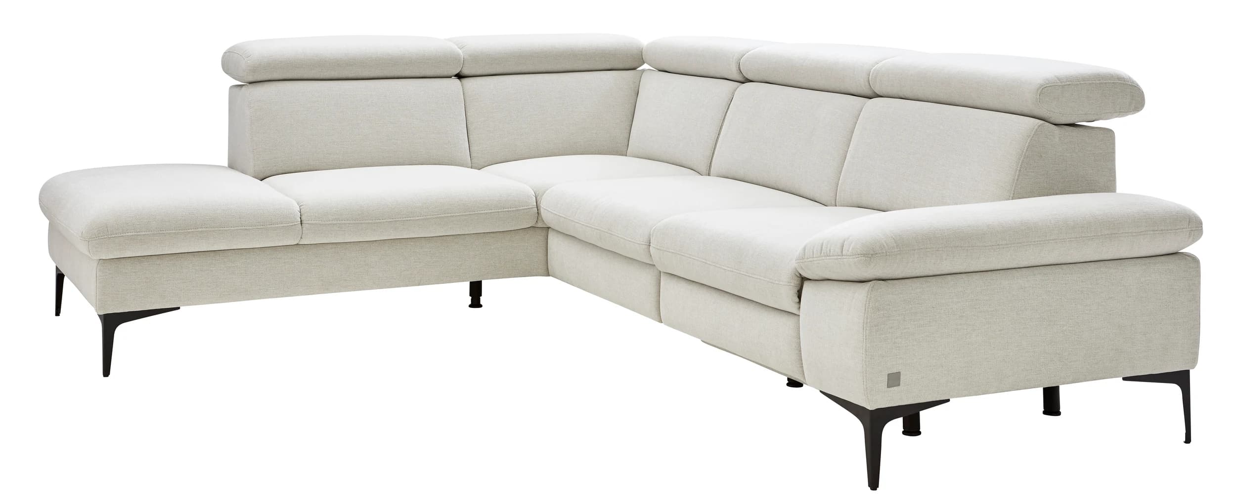 Ecksofa Felipa - Ecke links mit 2,5-Sitzer inkl. Kopfteil verstellbar, Stoff, Natur