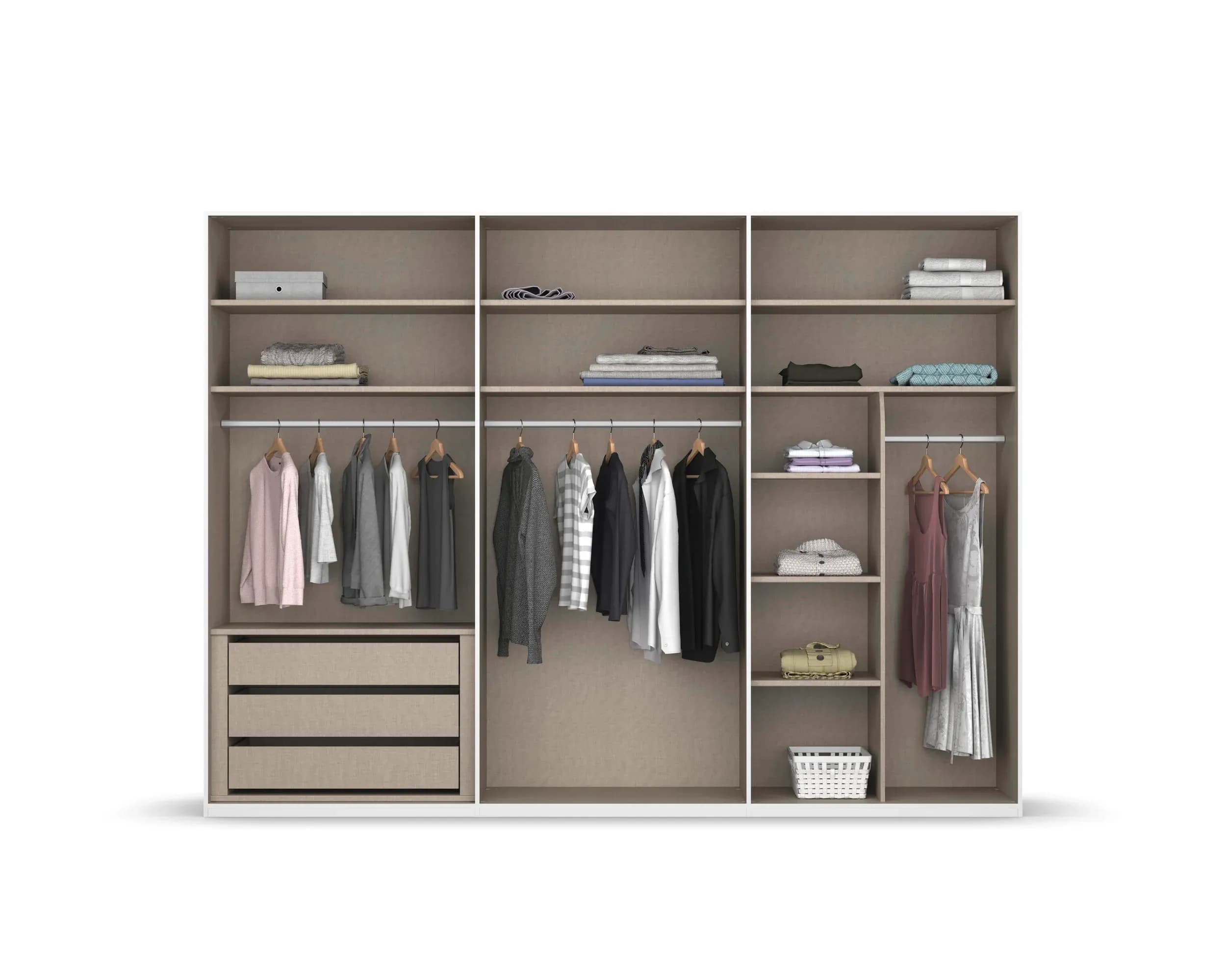 Drehtürenschrank - B. ca. 301 cm, Hochglanz Weiß