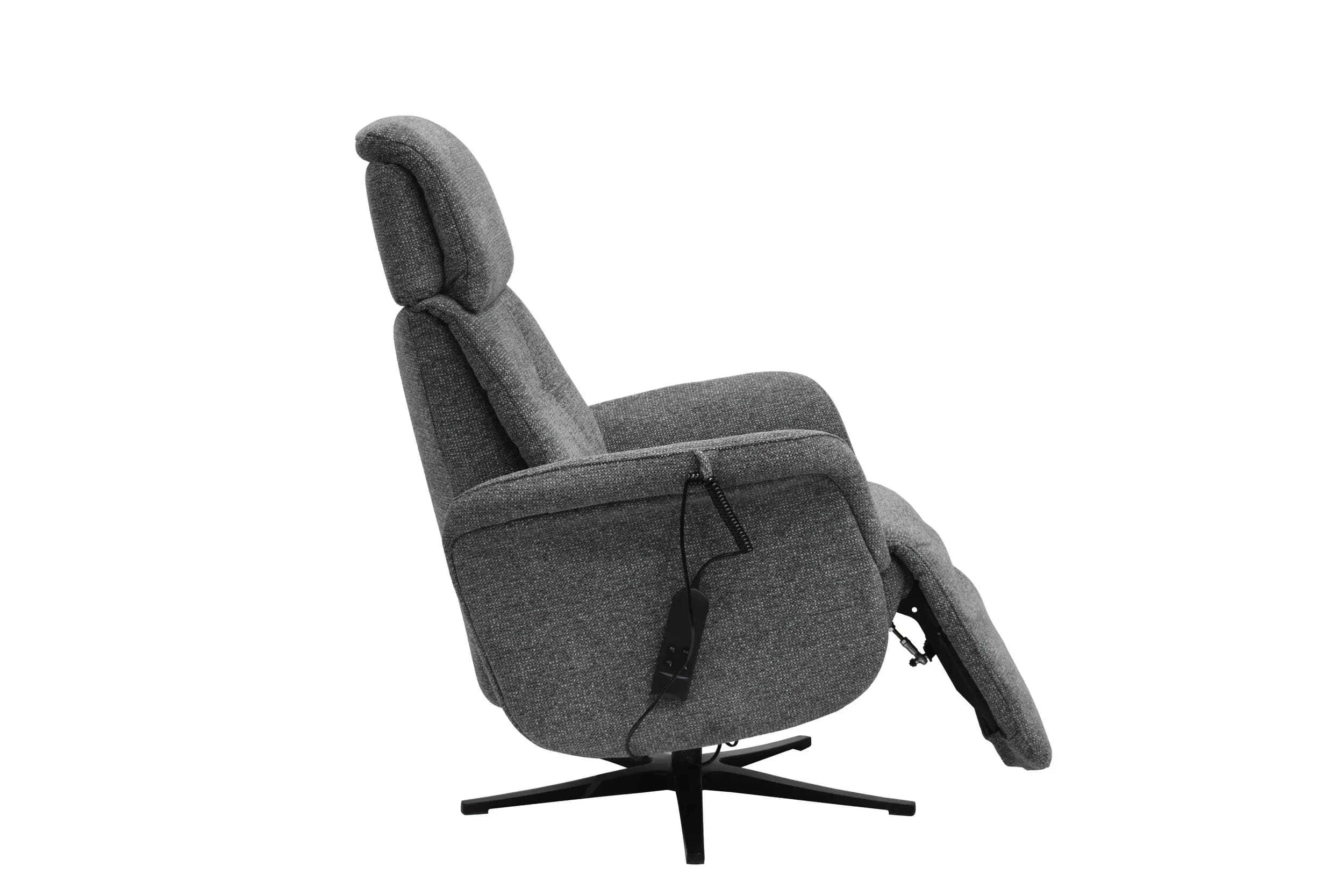 TV-Sessel MARLON - drehbar, Relaxfunktion, Kopfteilverstellung, Stoff, Graublau