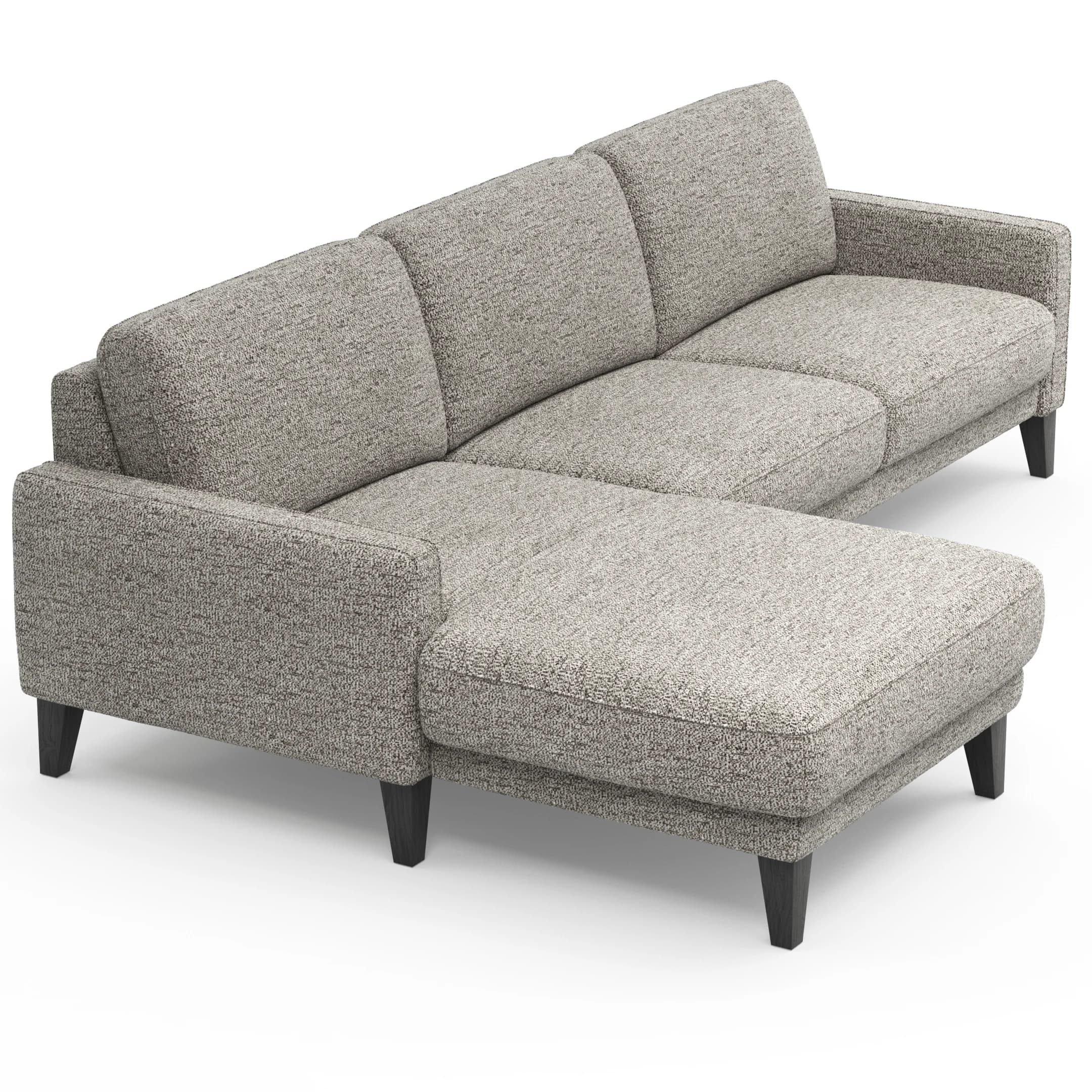 Ecksofa Matero - Longchair mit 2,5-Sitzer rechts, Stoff, Graubeige
