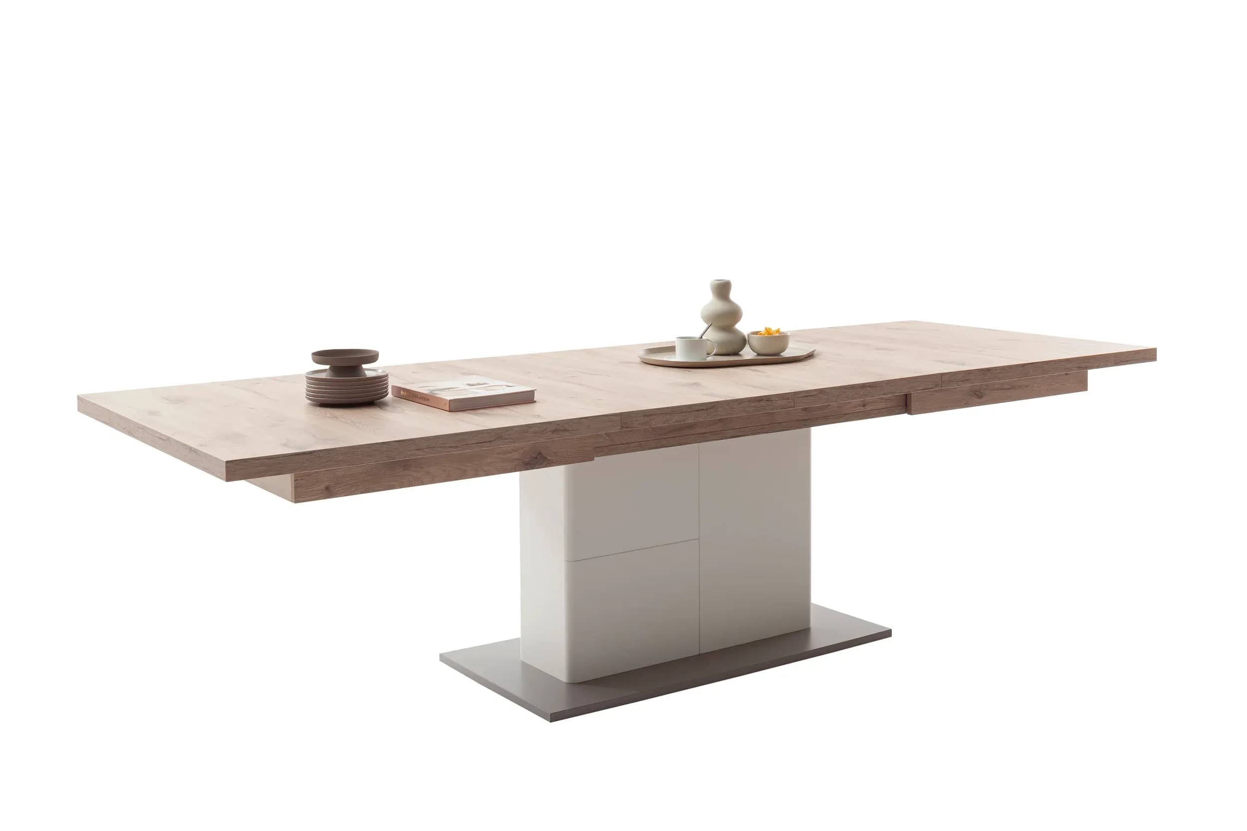Esstisch - ausziehbar, LB ca. 180 (280)x100 cm, Eiche, Weiß