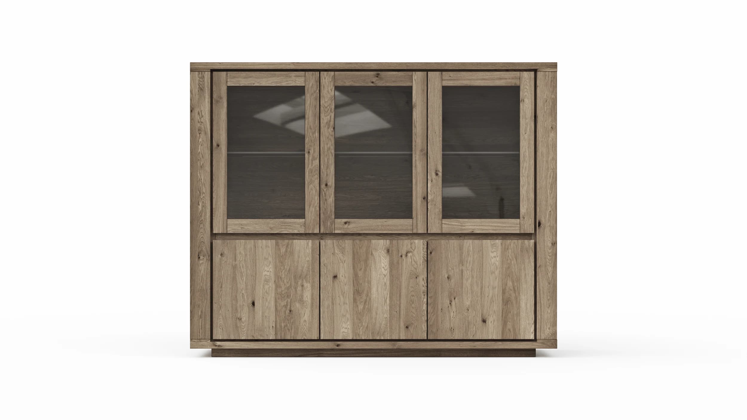 Highboard Bakersfield - sichtbare Rückwand geschroppt, Asteiche massiv, barrique