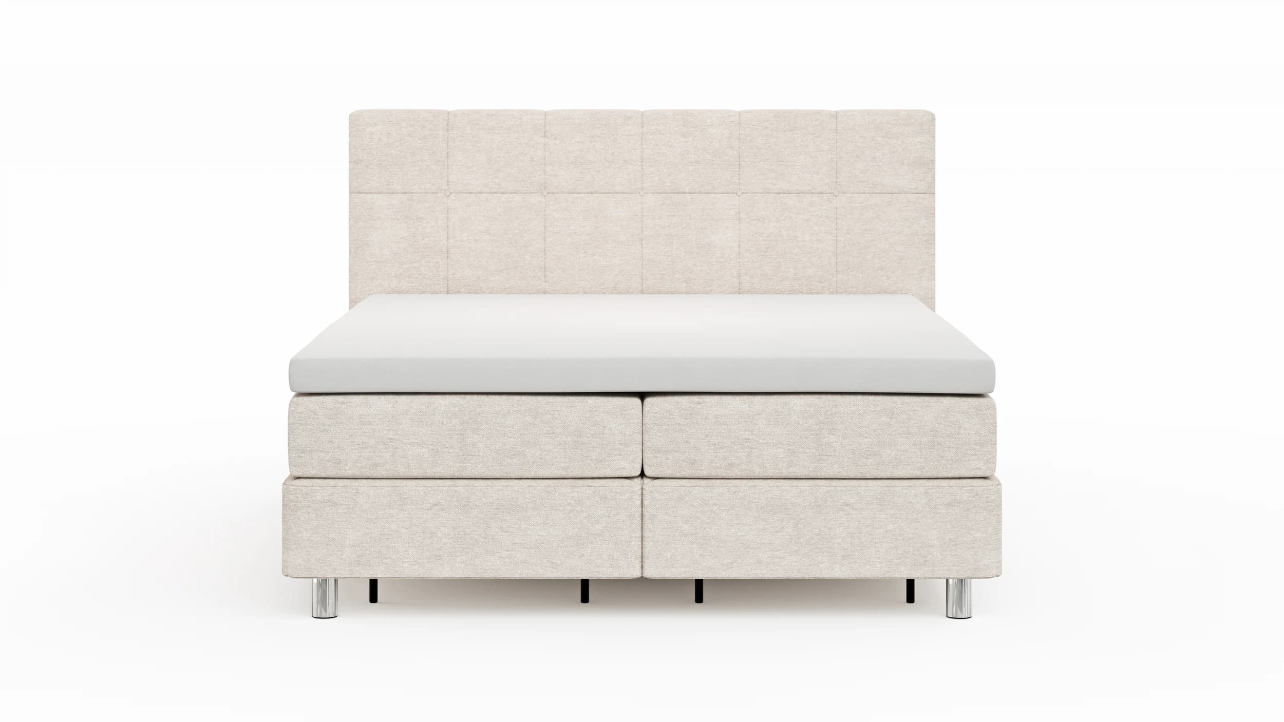 Boxspringbett Alpin - Liegefläche 160x200cm, Stoff, Graubeige