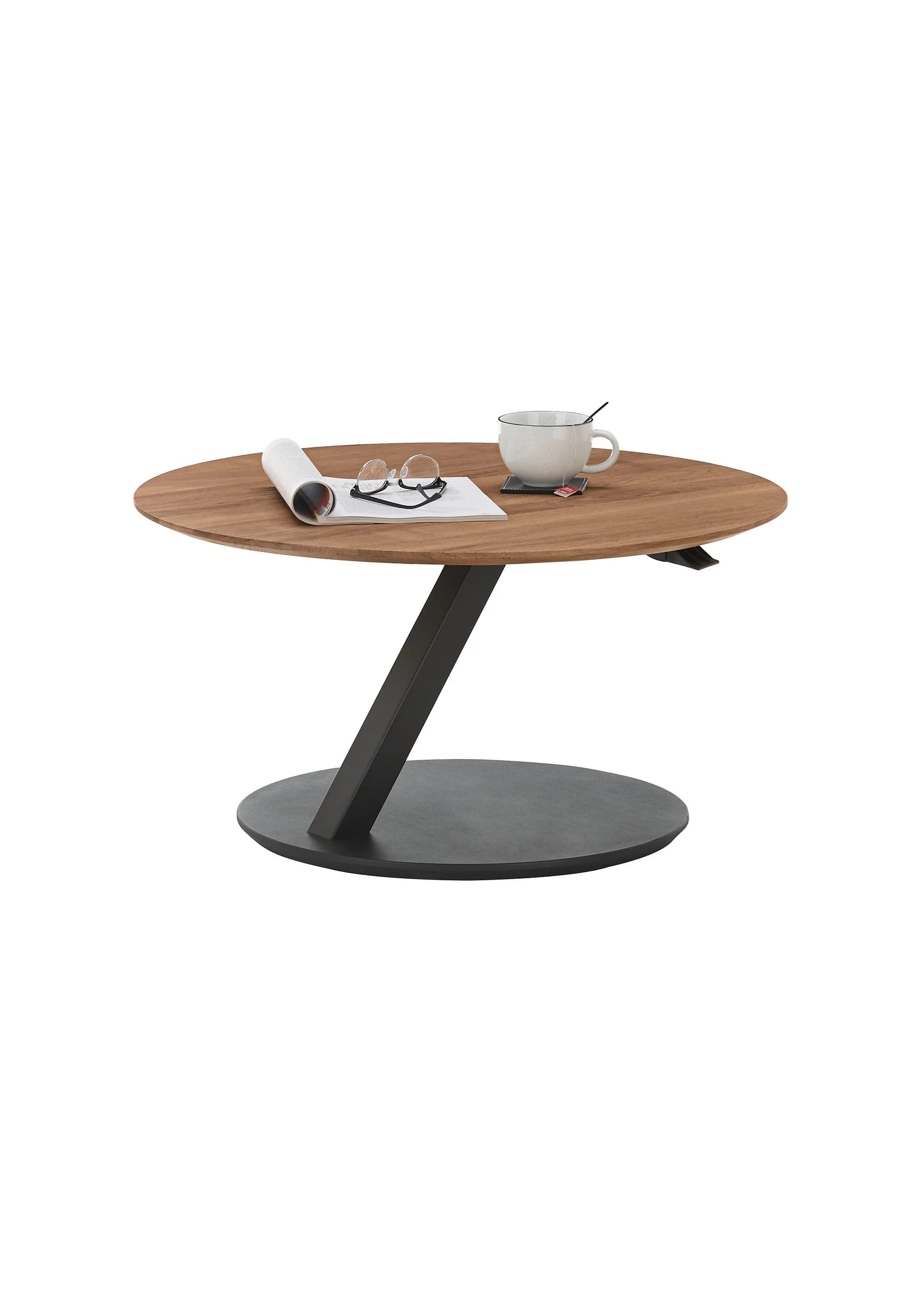 Couchtisch - höhenverstellbar D/H 80x44/60 cm, Kerneiche Umato 