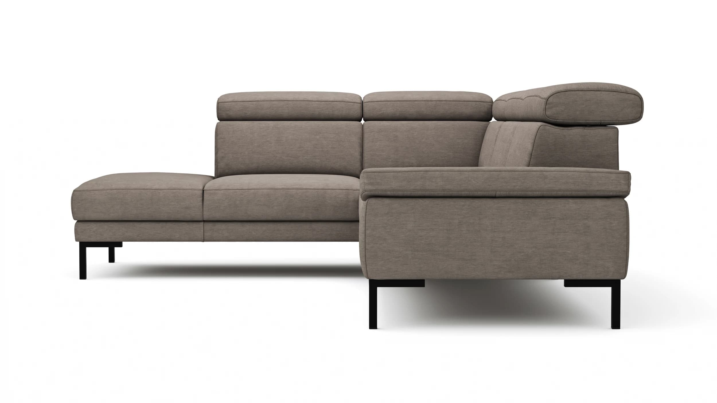 Ecksofa Hudson - Ecke links, 2,5-Sitzer, inkl. Kopfteil verstellbar, Stoff, Khaki