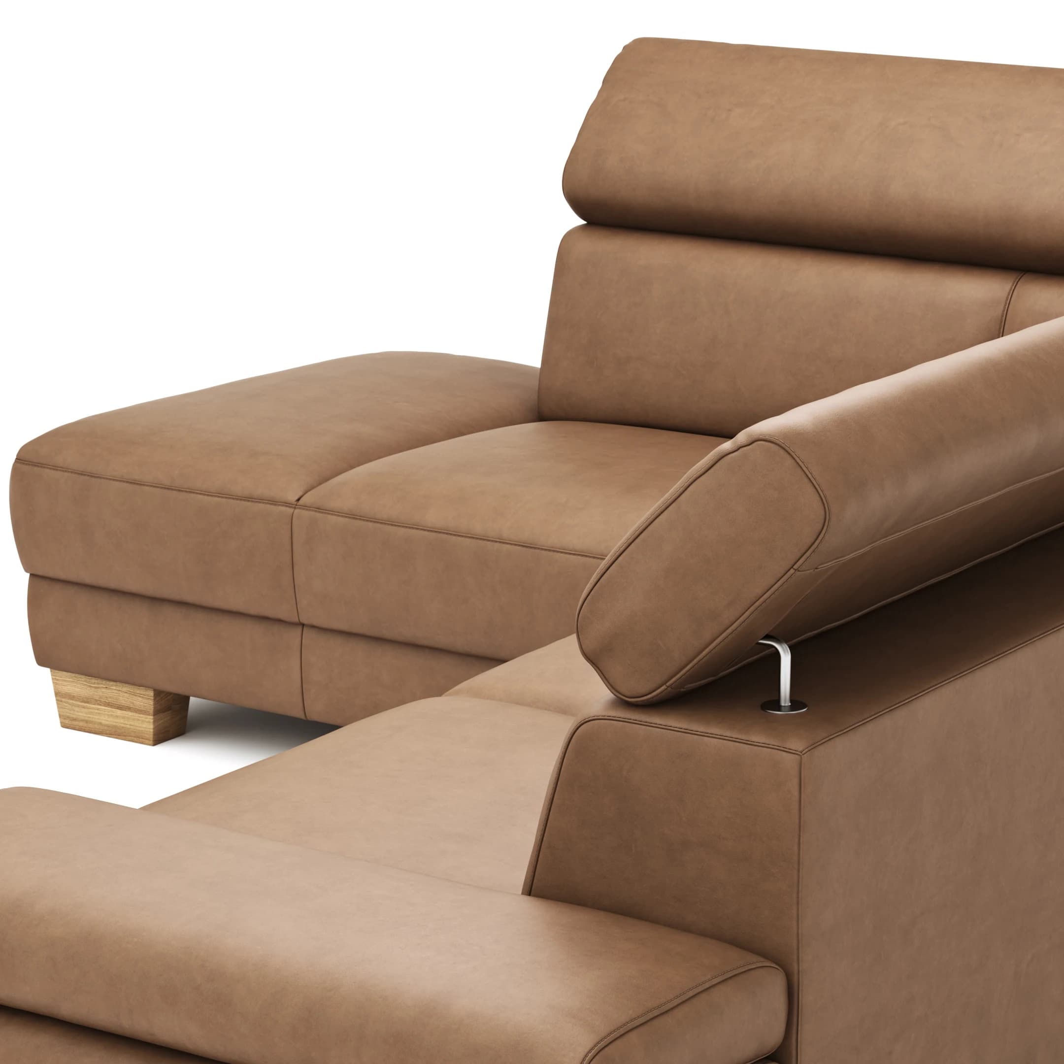 Ecksofa Philadelphia - Ecke links, 2,5-Sitzer, Kopfteil verstellbar (manuell), Sitzvorzug (motorisch),  Microfaser, Braun