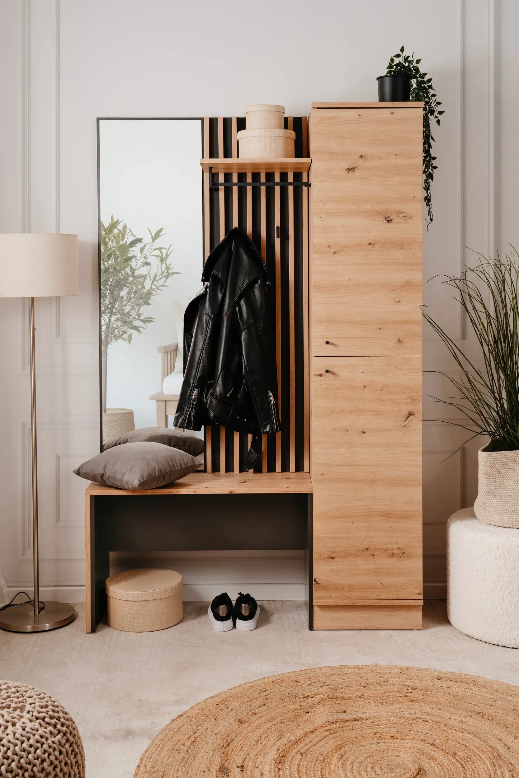 Kompaktgarderobe - Artisan Eiche Nachbildung, Anthrazit