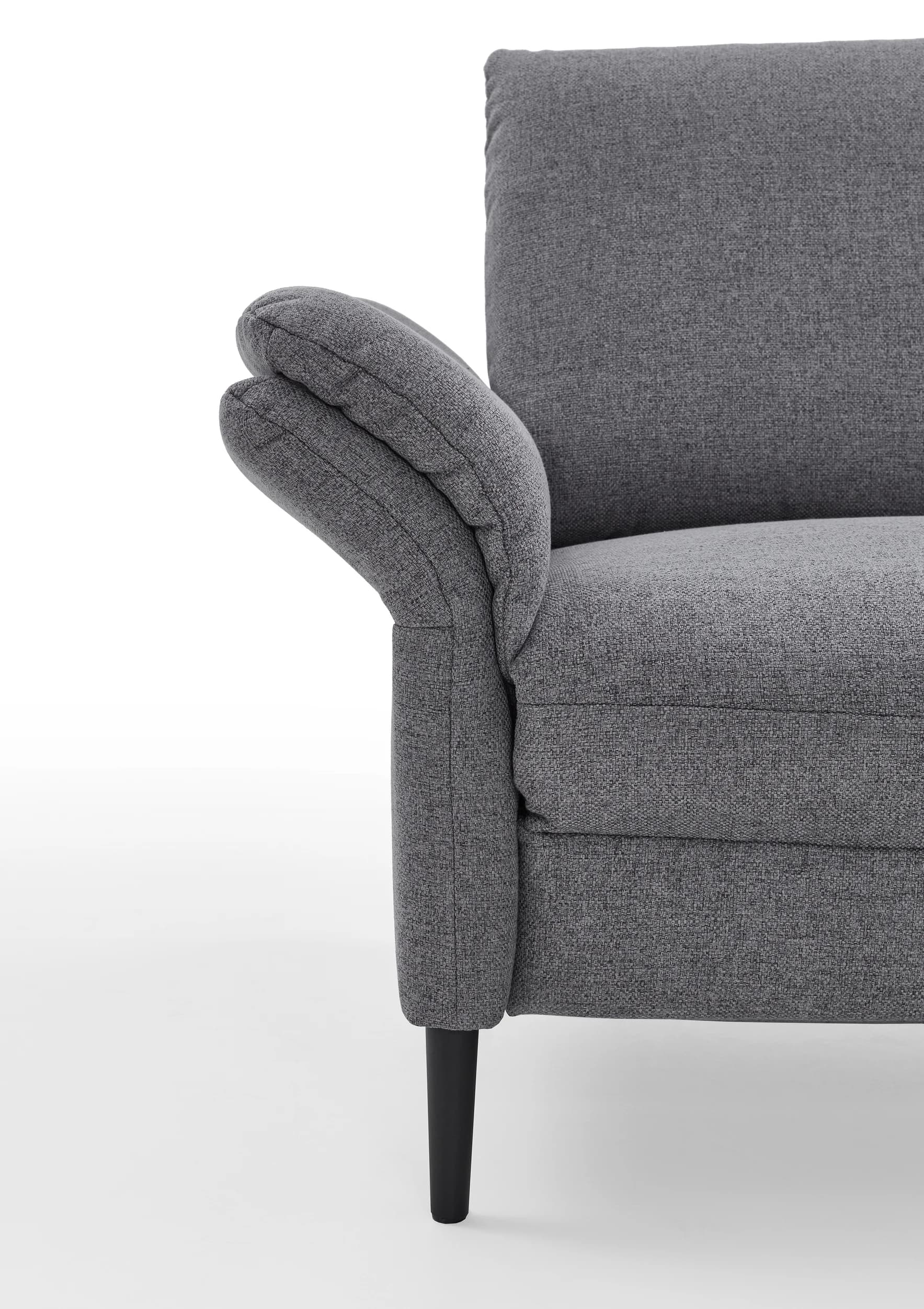 Ecksofa EM Preko mit Kopfstützen - 3-Sitzer mit Ecke rechts, Stoff, Grau