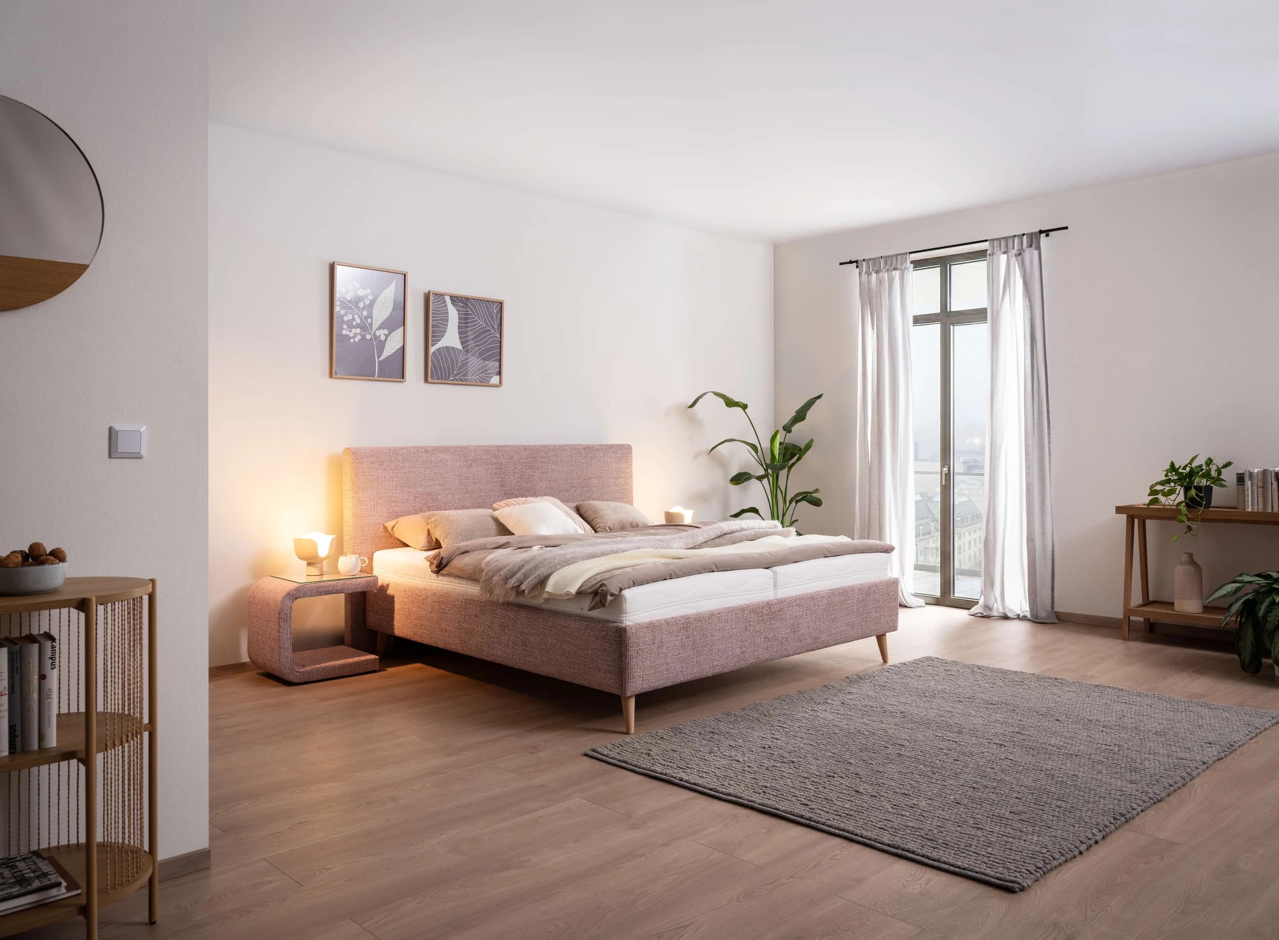 Boxspringbett EM Malo - Liegefläche ca. 120x200 cm, Stoff, braun