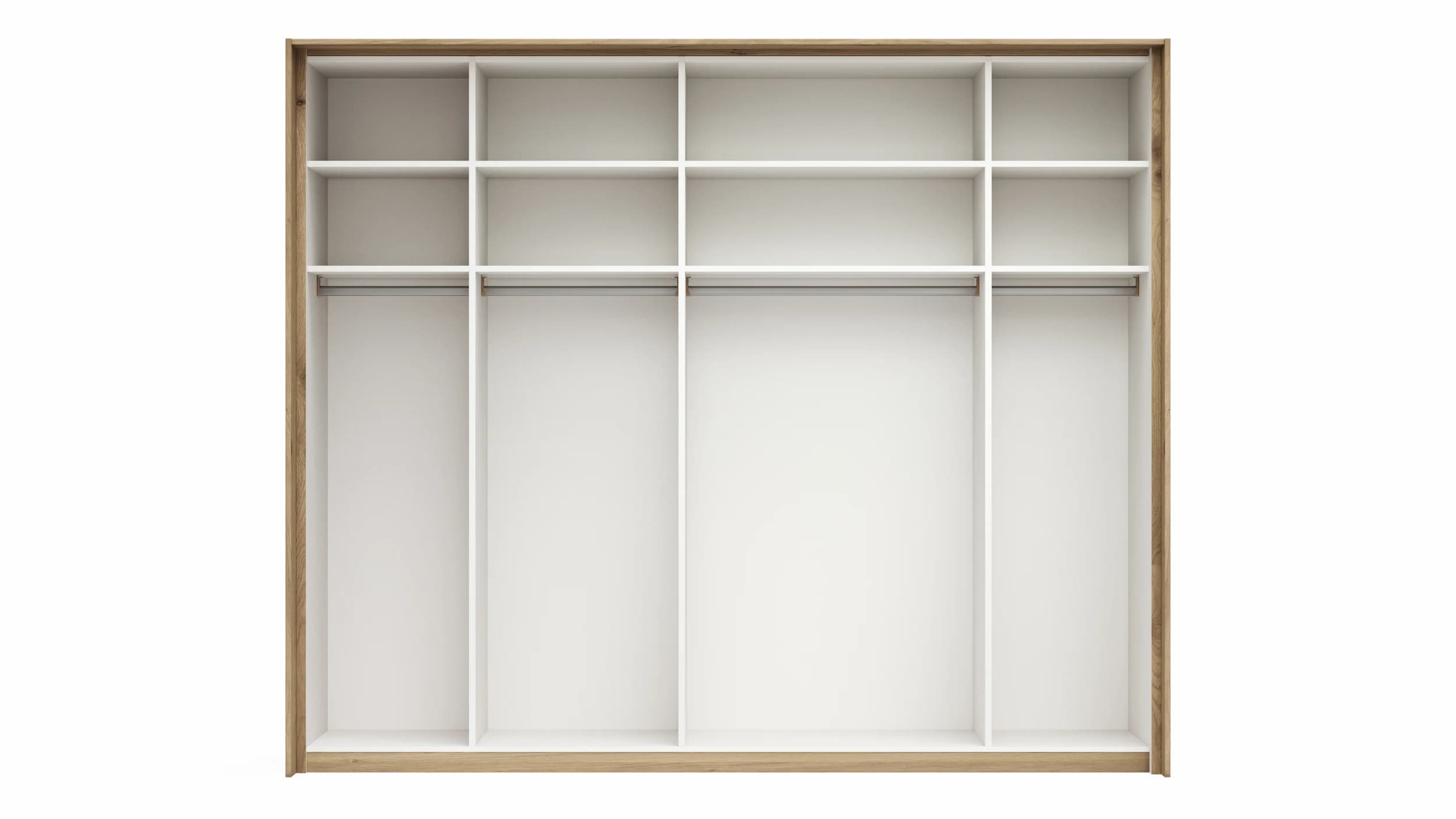 Schwebetürenschrank Viana - B ca. 248 cm, Furnier, Balkeneiche, Hellgrau