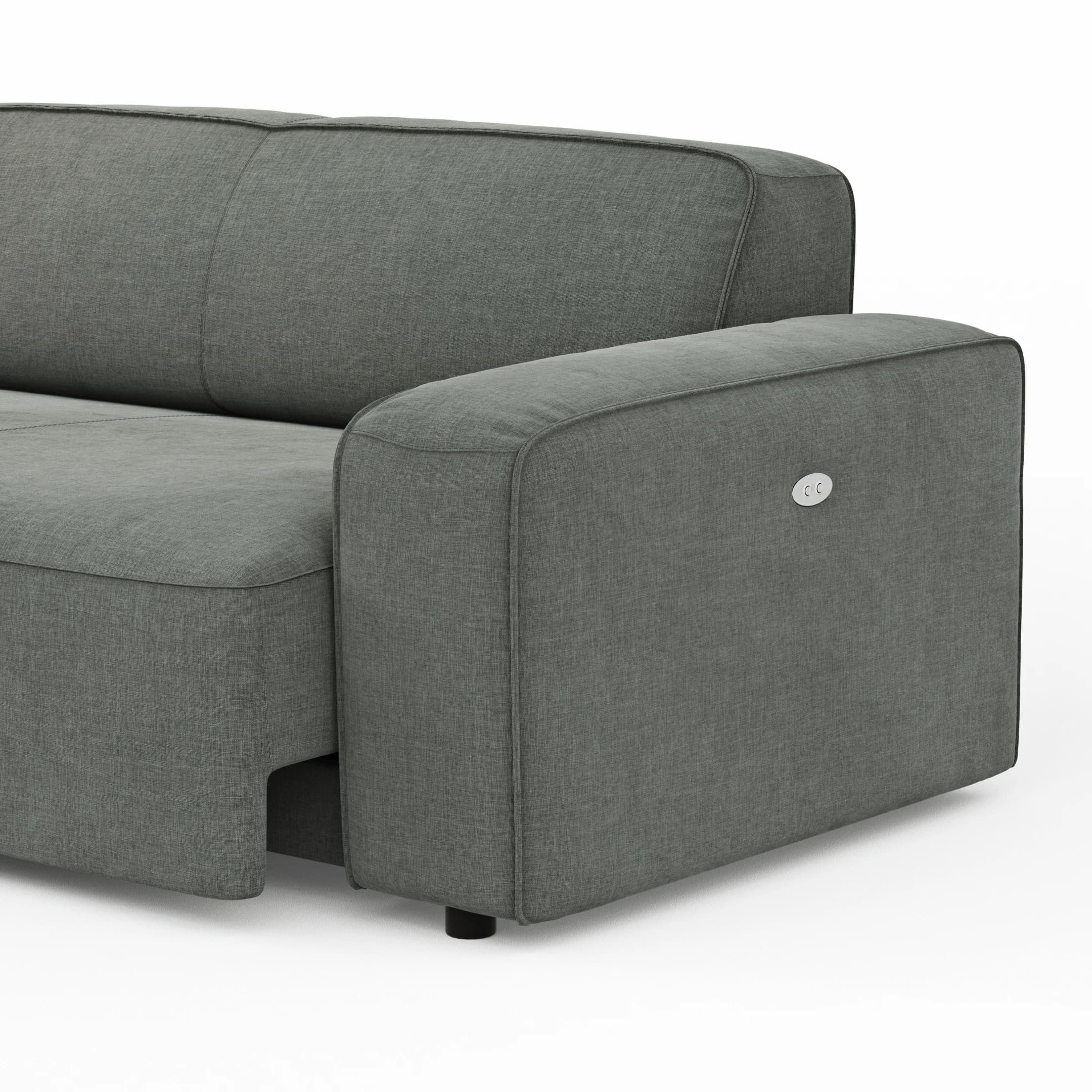 Ecksofa Denver -  Longchair links mit 2-Sitzer, inkl. Sitzvorzug (motorisch), Stoff, Grau