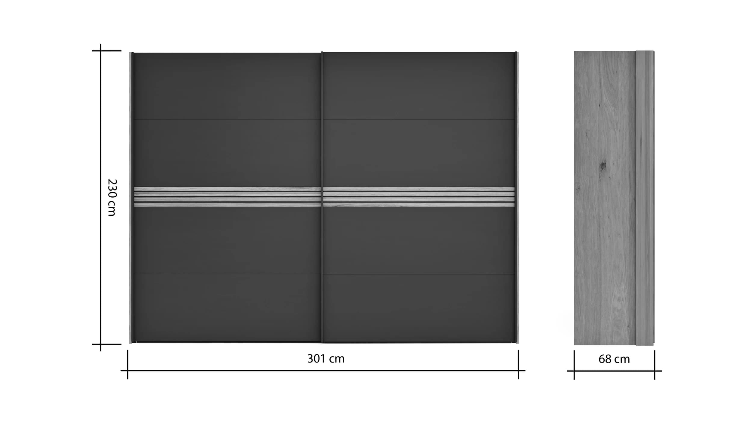 Schwebetürenschrank Viana - BHT ca. 300x230x68 cm, Anthrazit