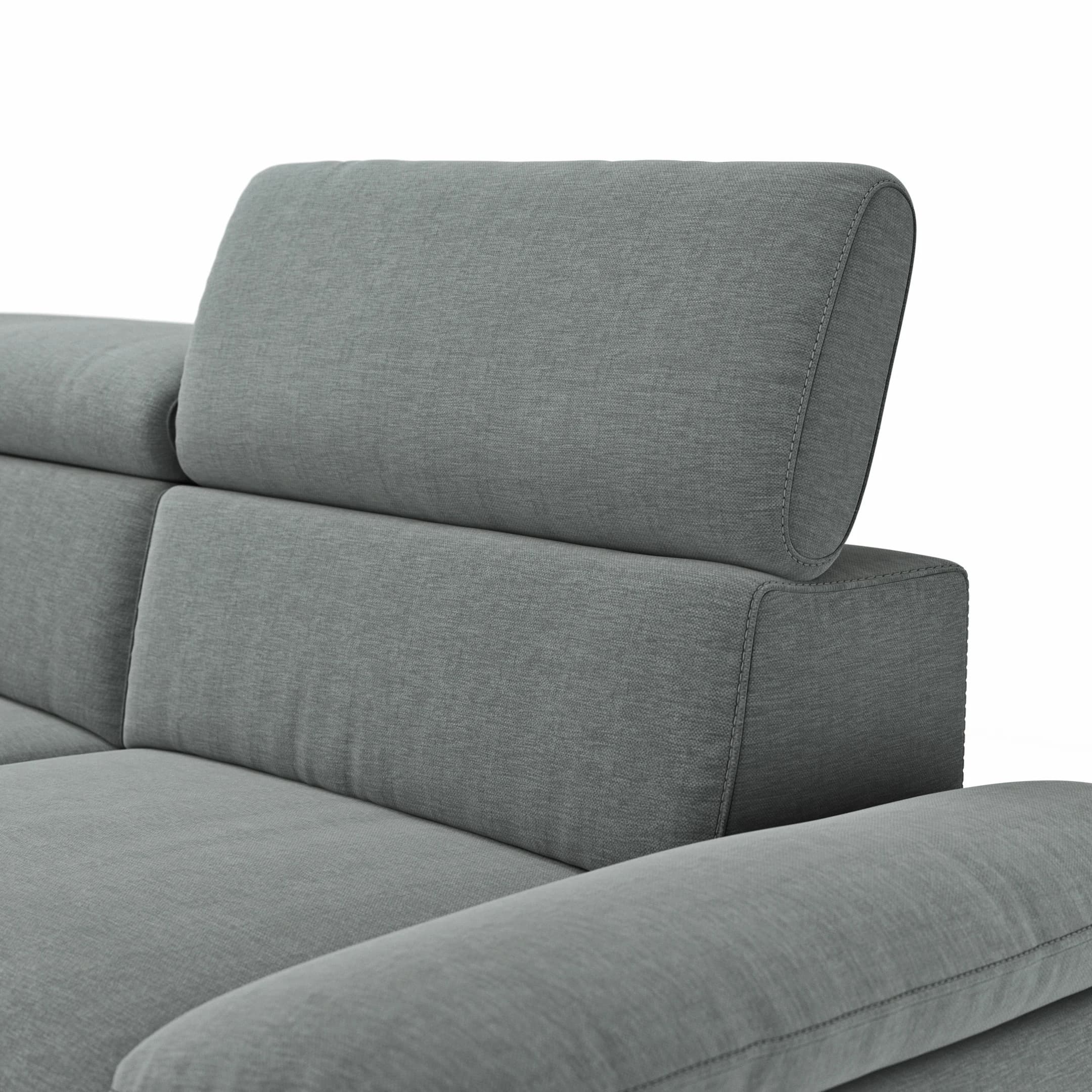 Ecksofa Felipa - Longchair links mit 2,5-Sitzer inkl. Kopfteil verstellbar, Stoff, Grau