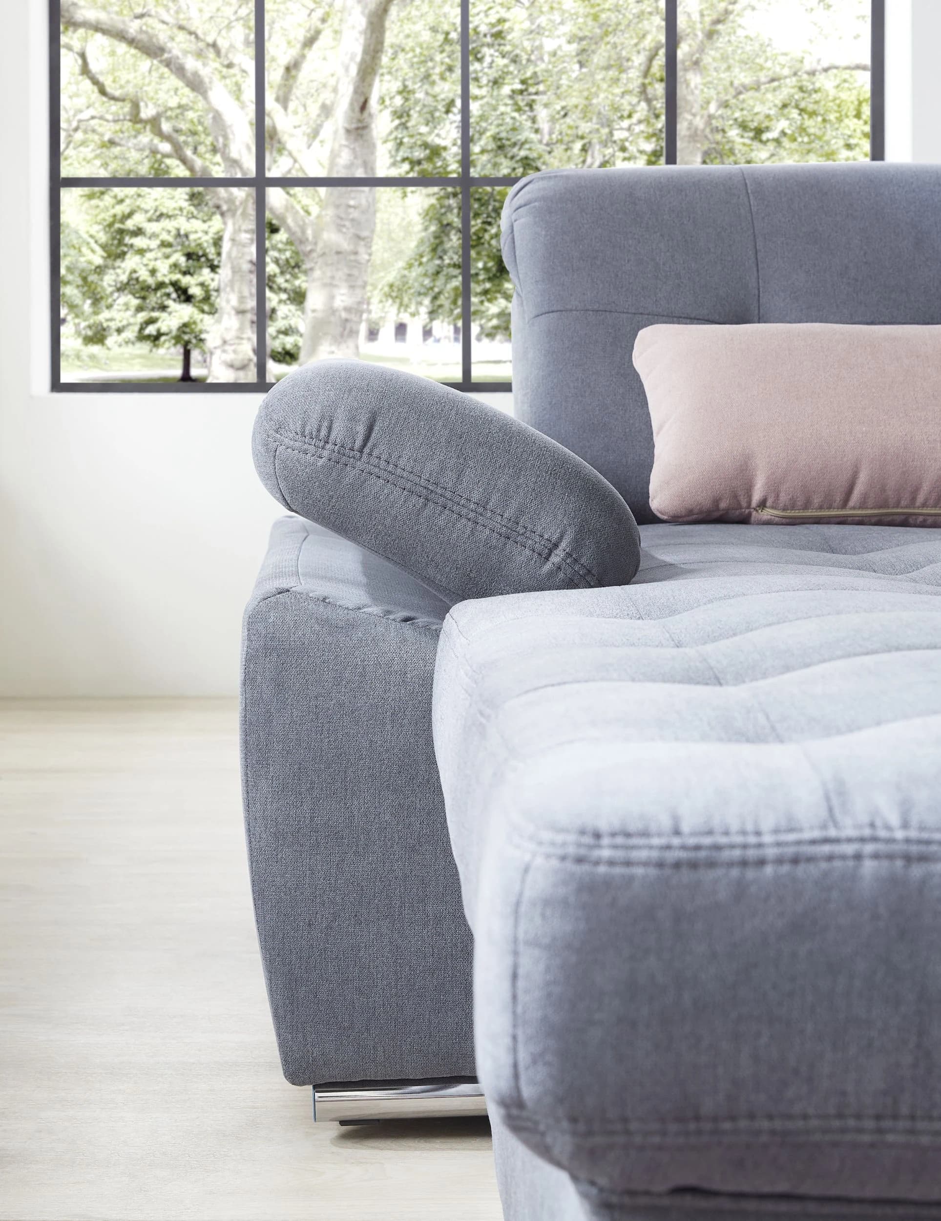 Wohnlandschaft - Longchair links, 3-Sitzer, Ecke rechts inkl. Schlaffunktion, Bettkasten, 