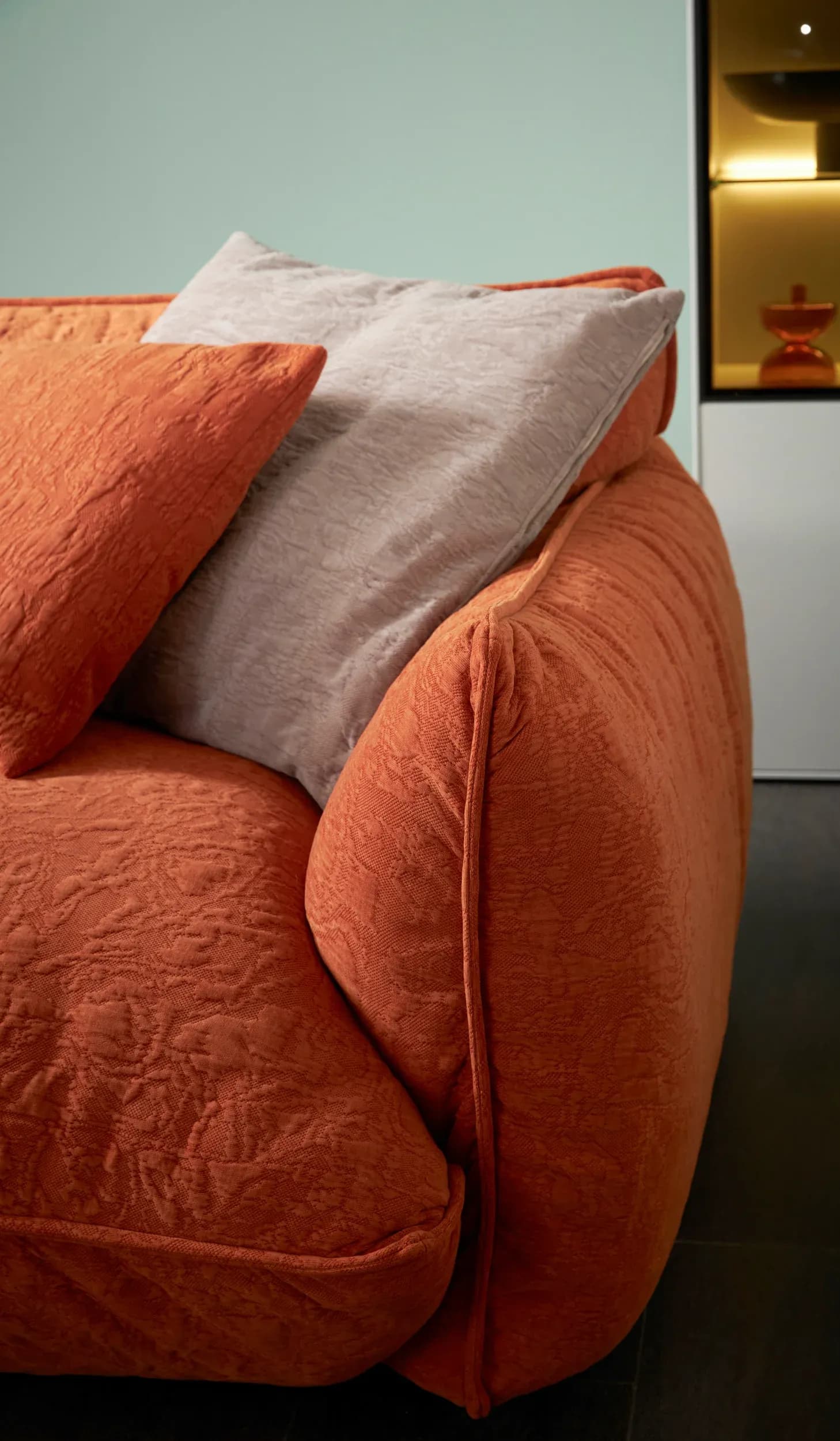 Sofa Fluffy - 4-Sitzer inkl. Rückenlehne verstellbar, Stoff, Kupfer