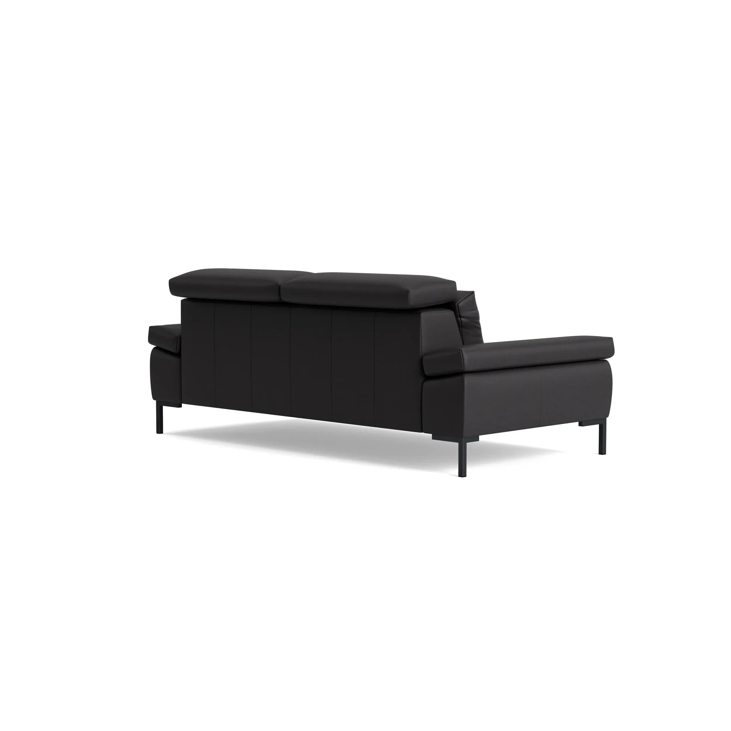 Sofa Braska - 3-Sitzer, inkl. Kopfstütze verstellbar, Leder, Anthrazit