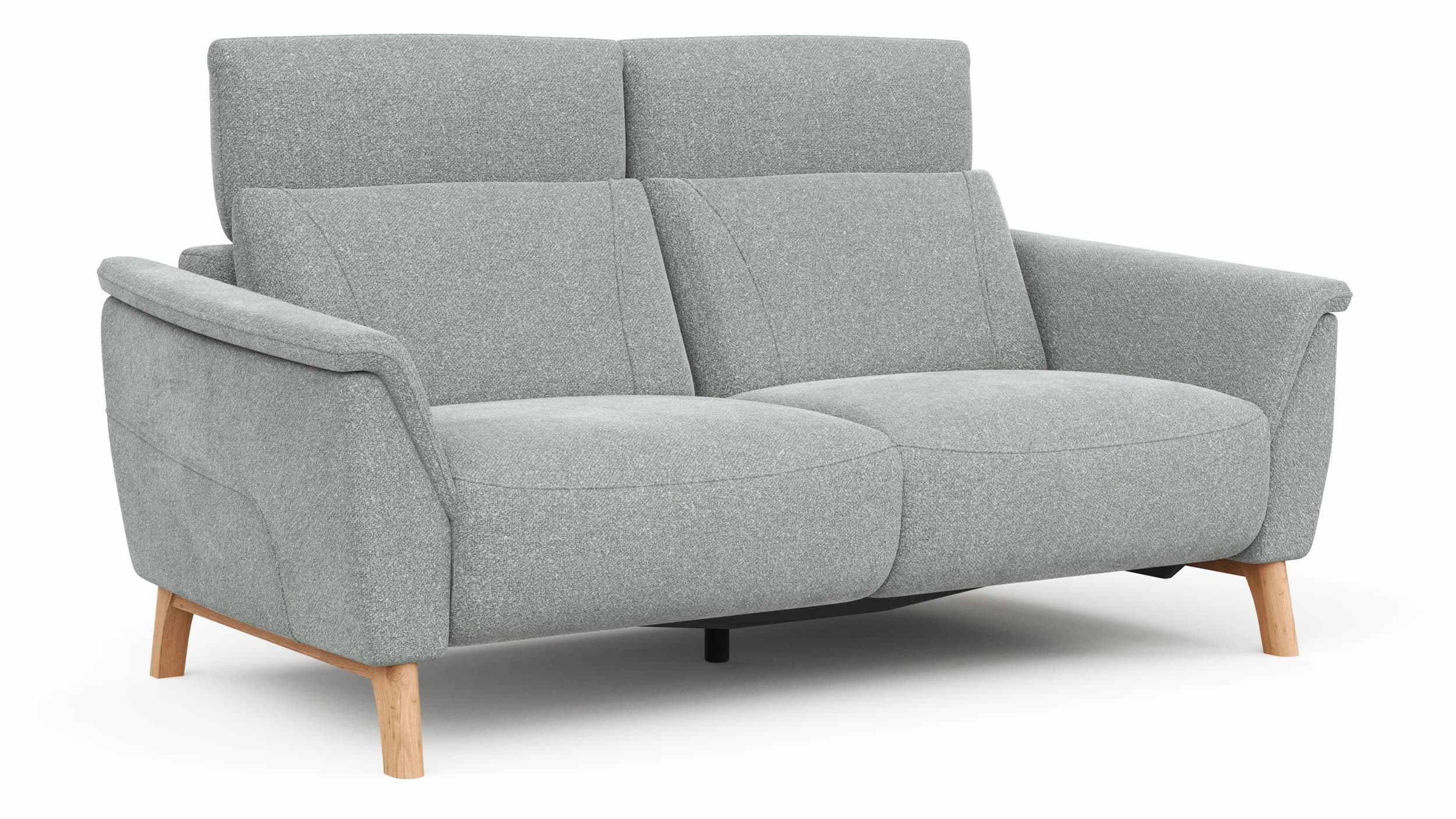 Sofa Nevin - 2,5-Sitzer inkl. Sitzvorzug (motorisch) und Kopfpolsterverstellung, Stoff, Silbergrau