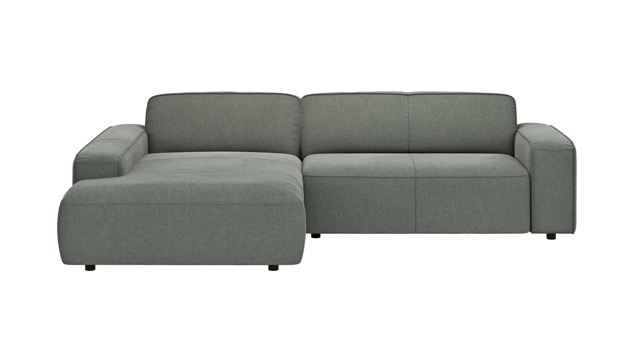 Ecksofa Denver - Longchair links mit 2-Sitzer, inkl. Sitzvorzug (motorisch), Stoff, Grau