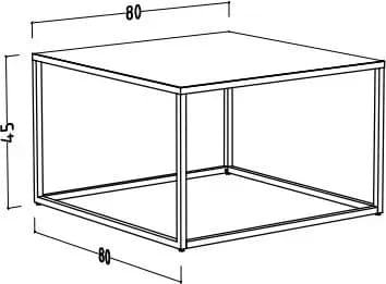 Couchtisch - LB ca. 80x80 cm, Asteiche, Schwarz