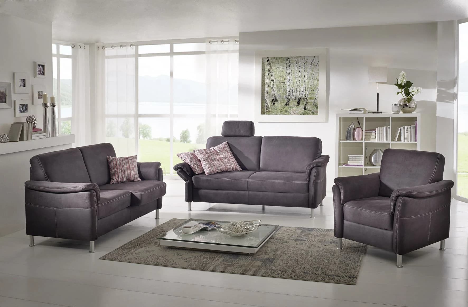 Sofa - 2-Sitzer, Stoff, Anthrazit