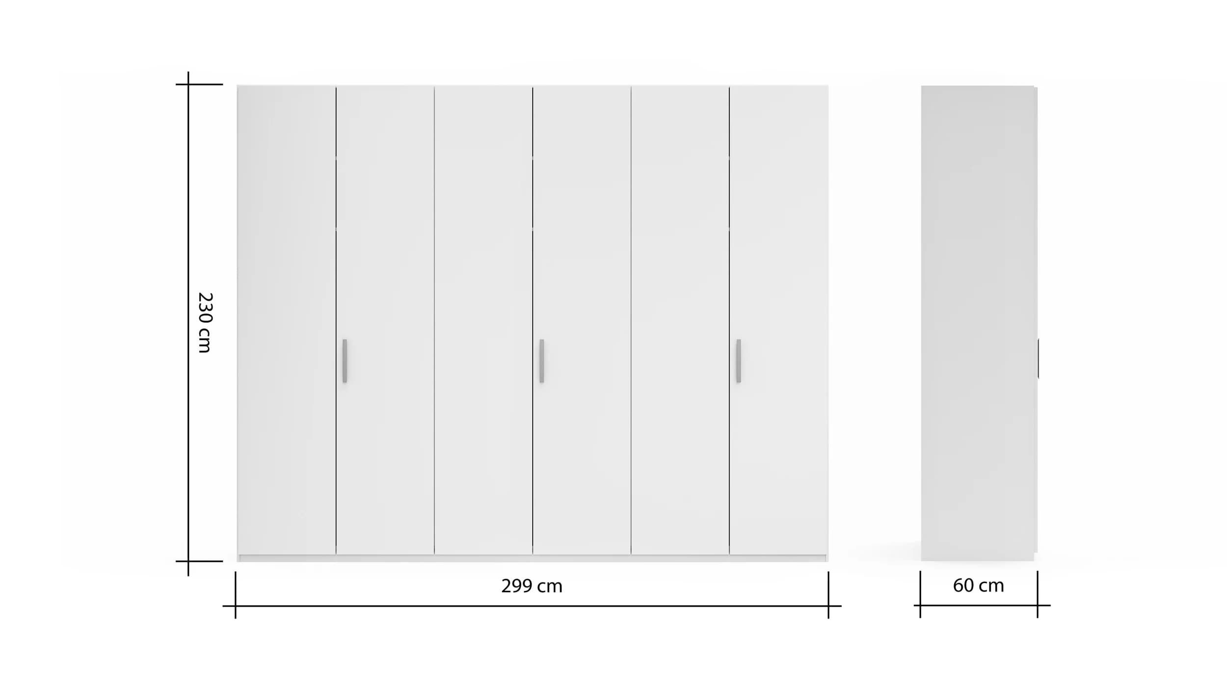Drehtürenschrank Viana - B. ca. 299 cm, Lack, Weiß