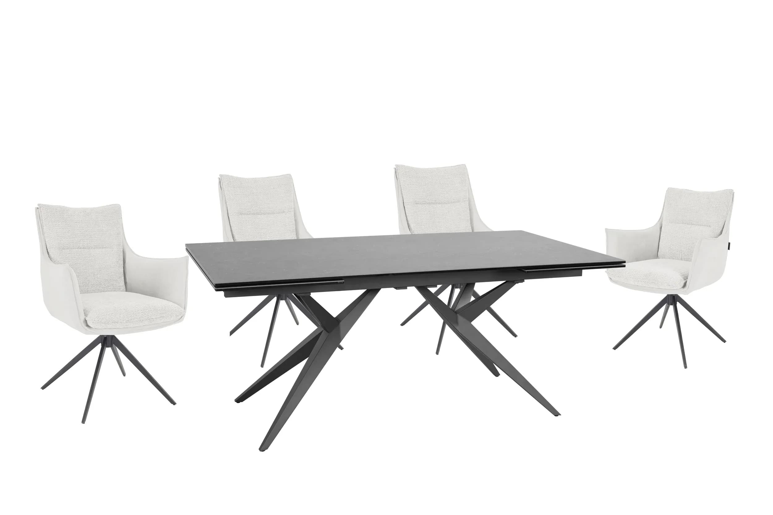 Esstisch MICHELA - ausziehbar, LB ca. 180x95 cm, Glaskeramik, Dunkelgrau