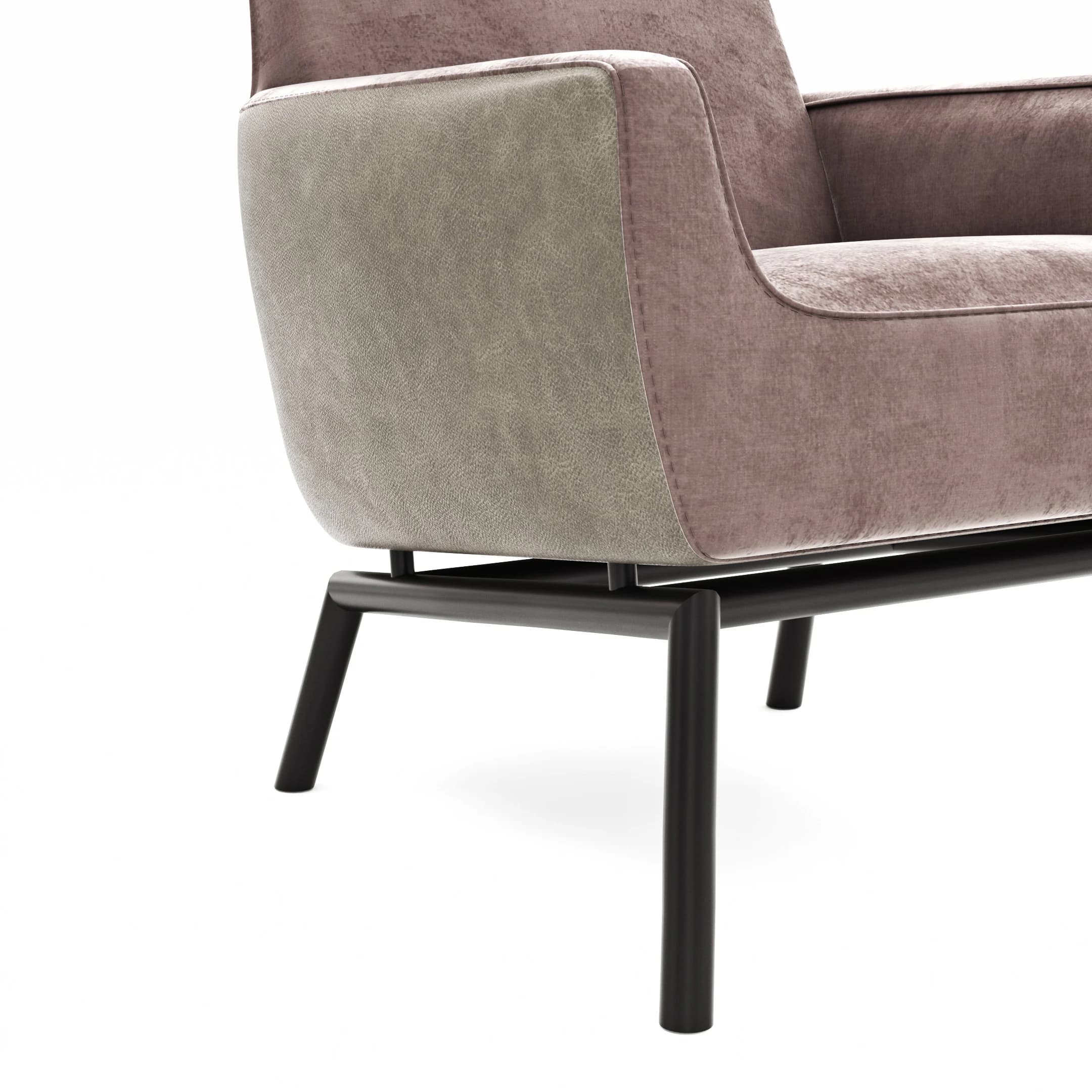 Sessel Matina - Größe M, Leder&Stoff, Dunkelbraun, Mauve