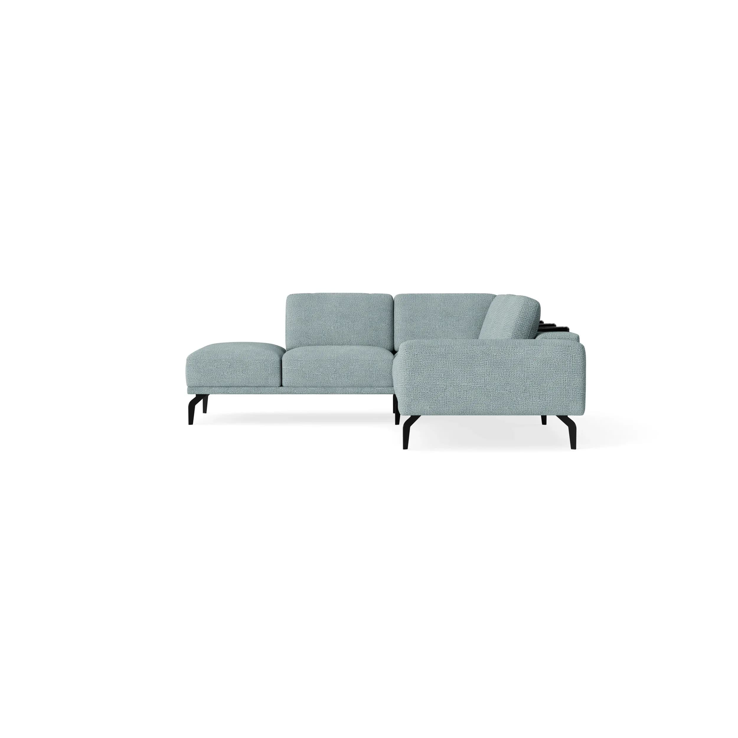 Ecksofa Benissa - Ecke und Abschlussteil mit 2,5-Sitzer rechts inkl. Rückenlehne verstellbar, Stoff, Hellblau
